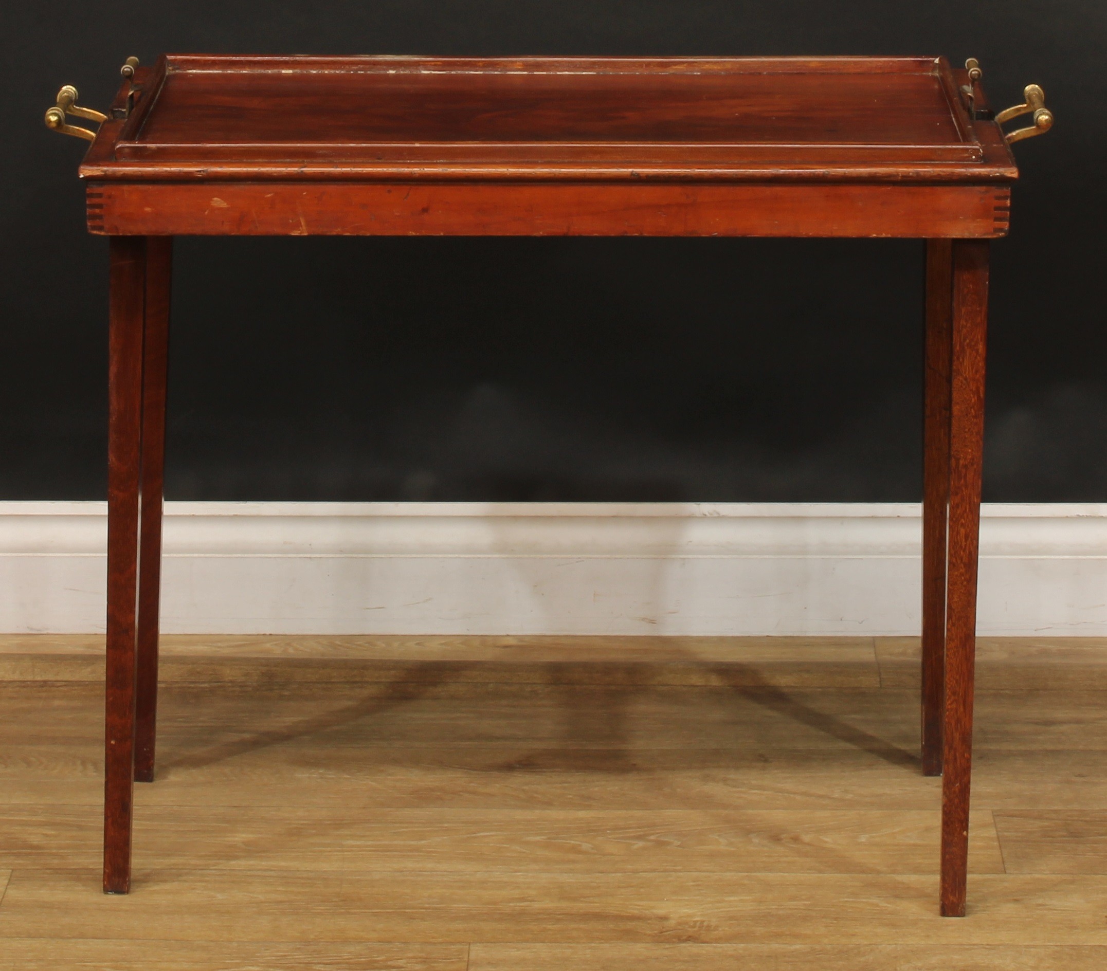 An Edwardian mahogany butler’s carry-and-stand serving tray, The Osterley Table Tray, rectangular - Image 2 of 6