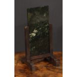 A Chinese table screen, the rectangular green marble banner quite plain, hardwood stand, 32cm
