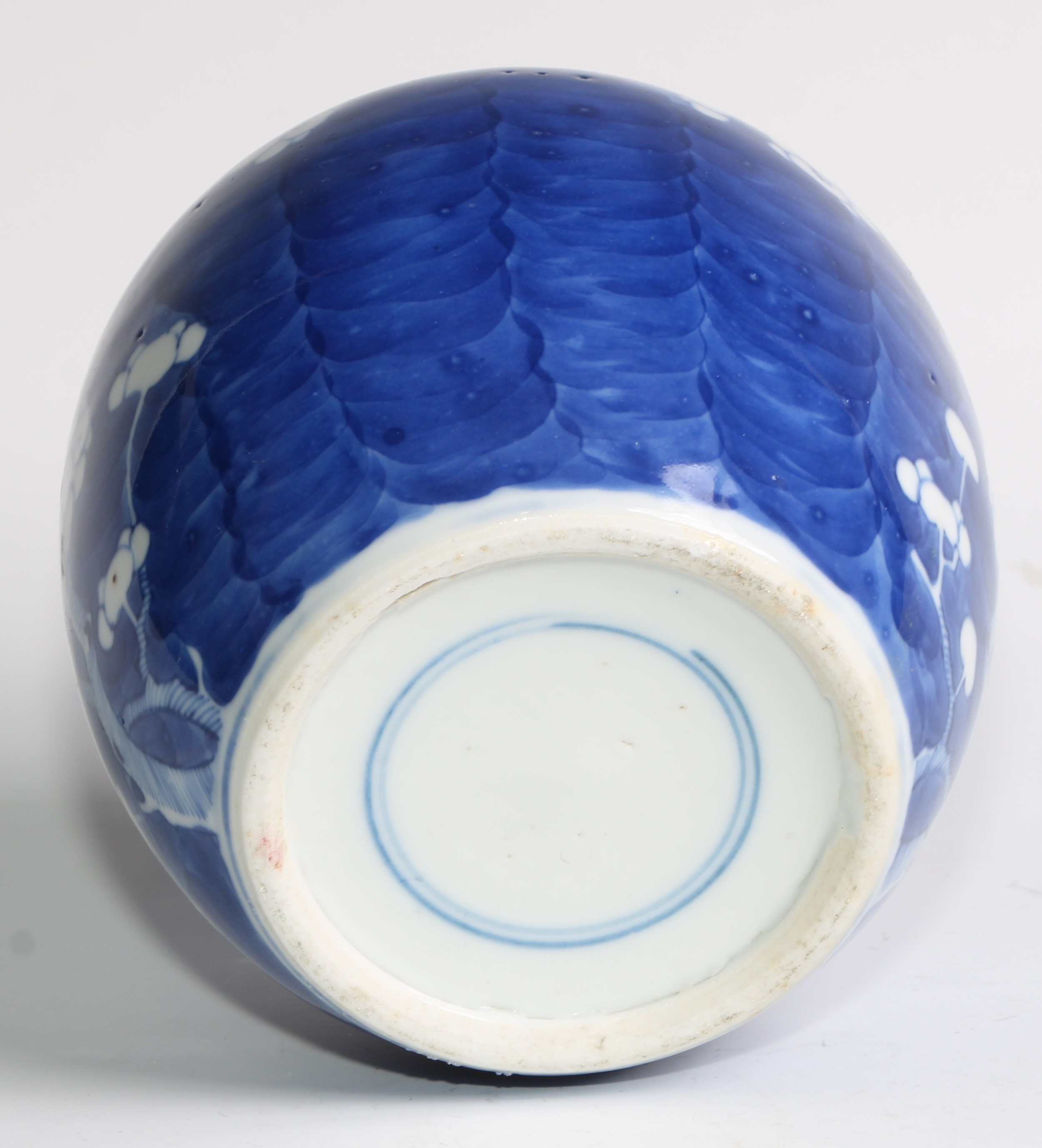 A Chinese ovoid ginger jar, painted in tones of underglaze blue with blossoming prunus, 17.5cm high, - Image 12 of 17