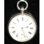 An silver open face pocket watch, Tremont, Boston, 4.5cm dial inscribed with Roman numerals,