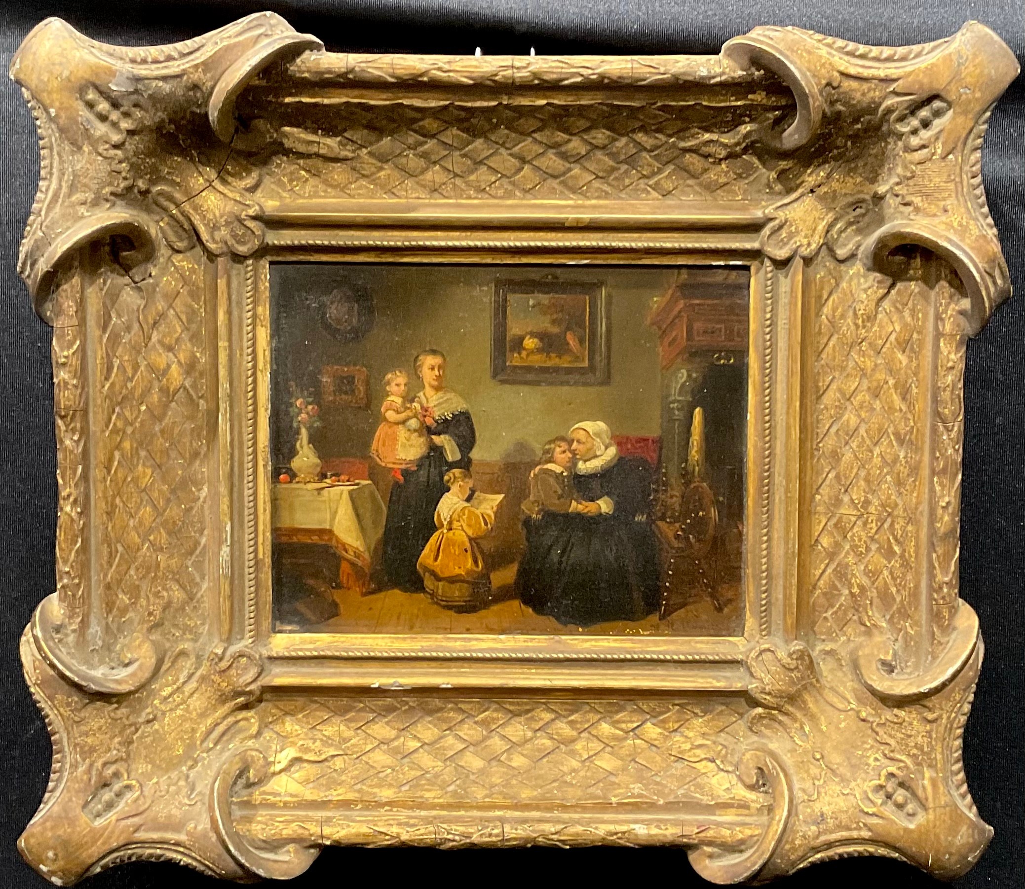 Dutch School (19th century) The Doting Grandmother indistinctly signed, oil on panel, 14.5cm x 18. - Image 2 of 4