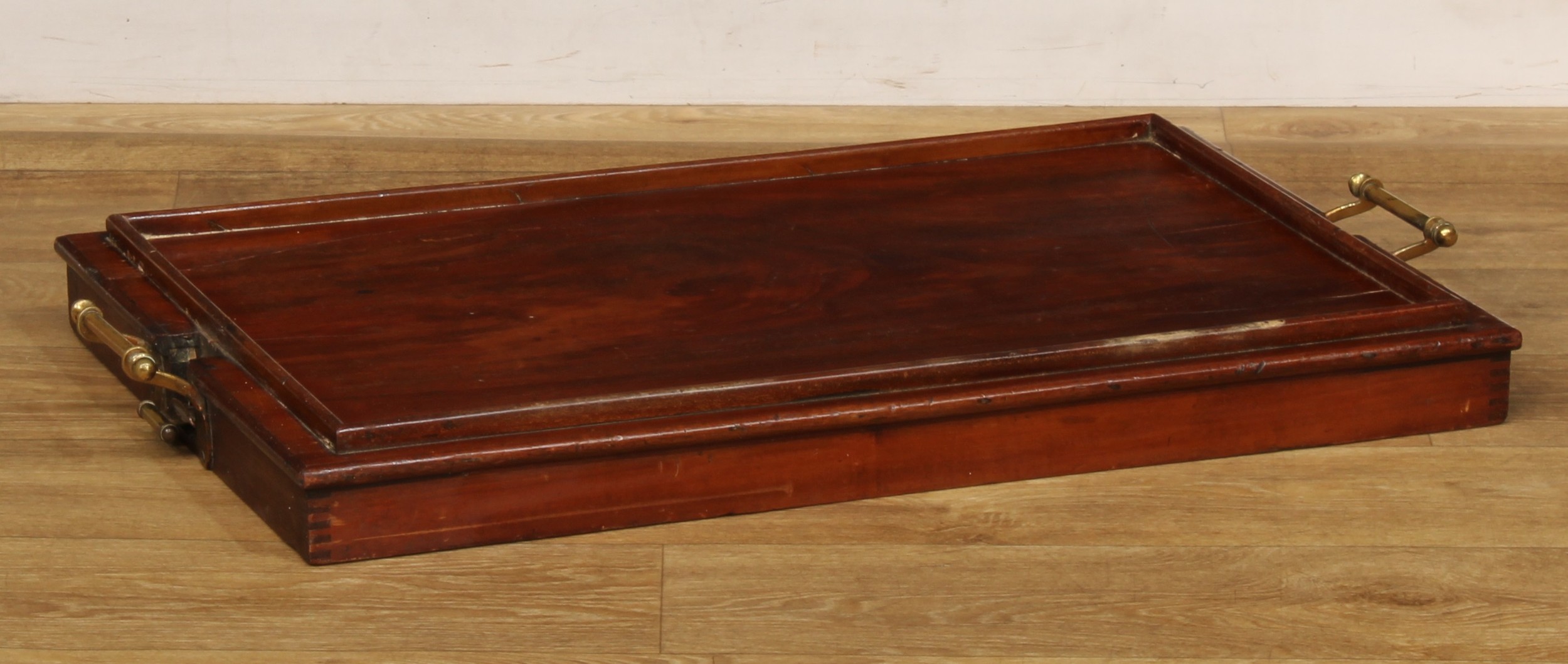 An Edwardian mahogany butler’s carry-and-stand serving tray, The Osterley Table Tray, rectangular - Image 6 of 6