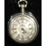 An 18th century silver pair case pocket watch, by William Post, London Bridge, 4cm silver dial