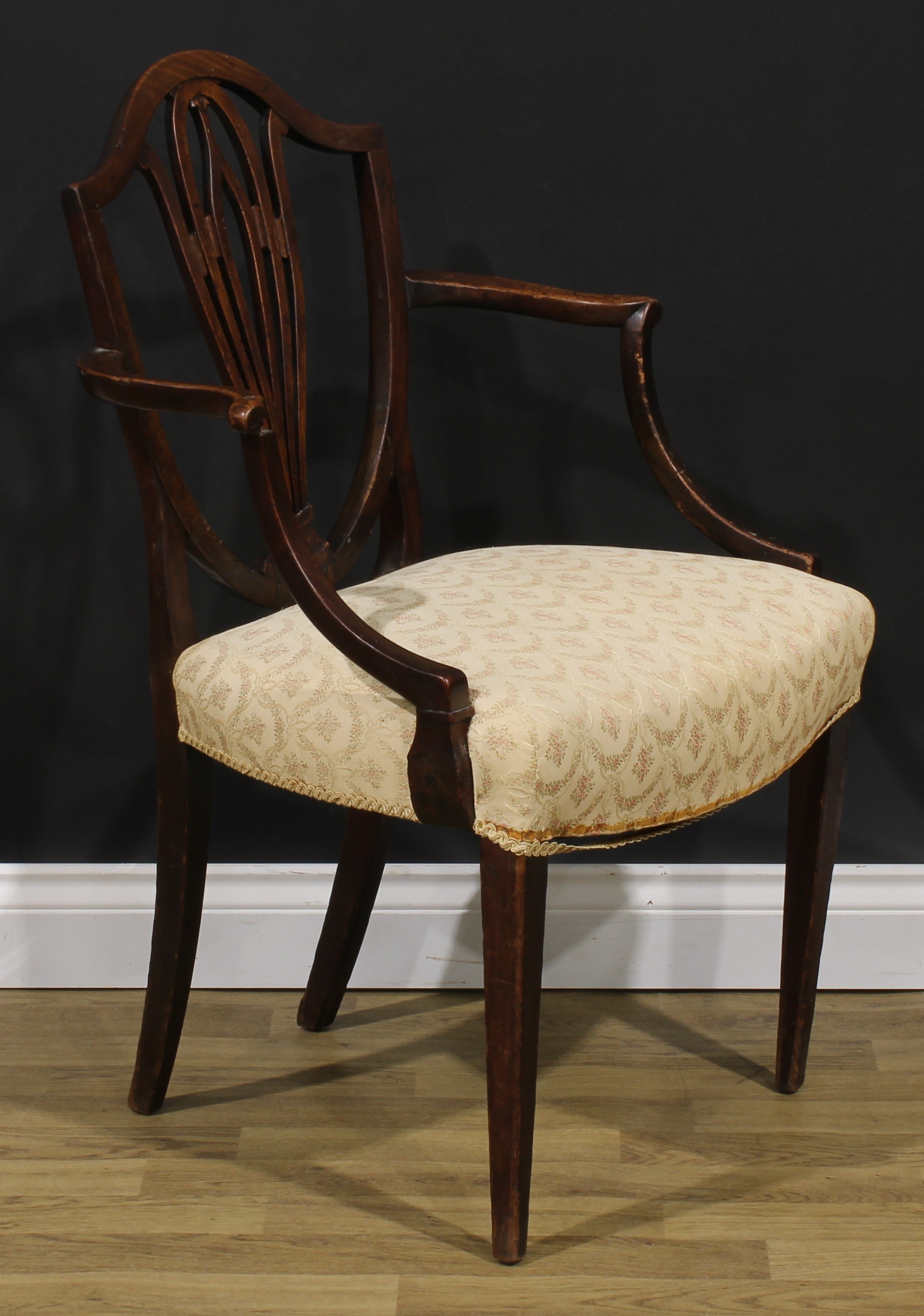 A George III mahogany Hepplewhite design elbow chair, 92.5cm high, 61cm wide, the seat 52.5cm wide - Image 3 of 9