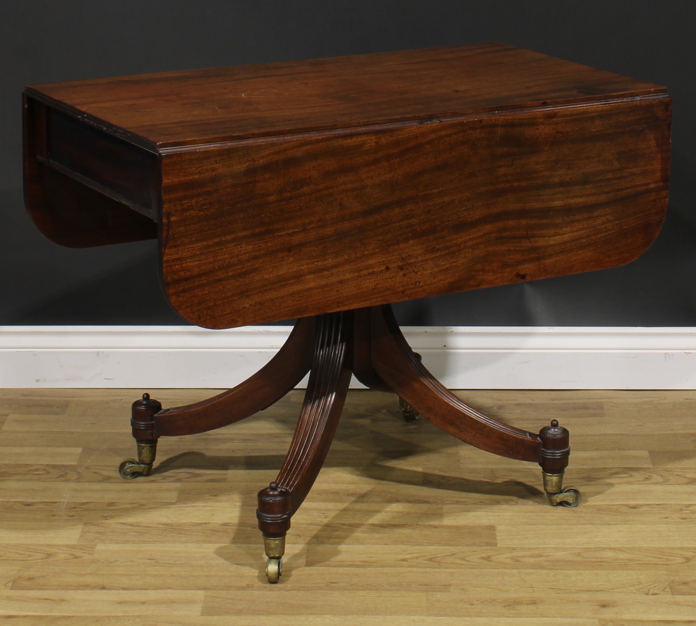 A George IV mahogany Pembroke table, possibly Scottish, rounded rectangular top with reeded edge and - Image 6 of 7