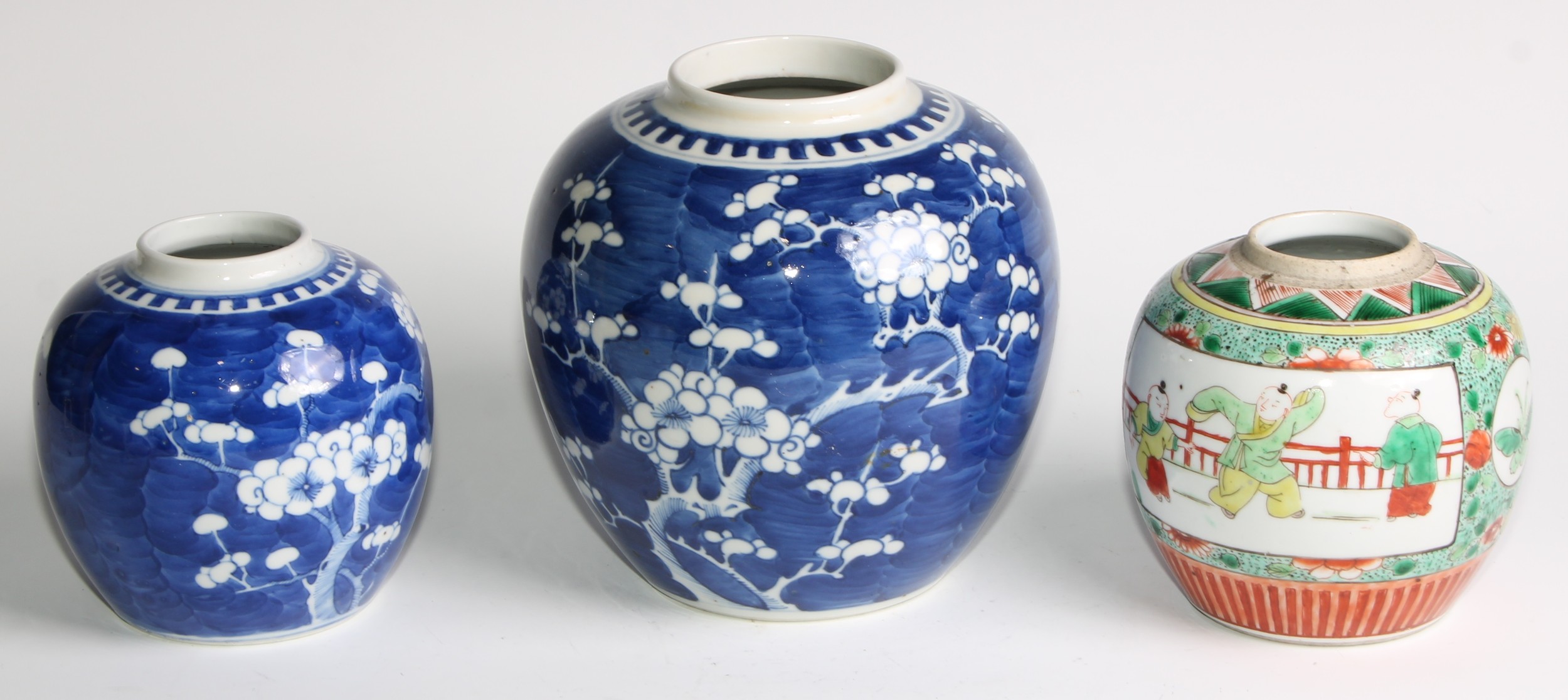 A Chinese ovoid ginger jar, painted in tones of underglaze blue with blossoming prunus, 17.5cm high, - Image 2 of 17