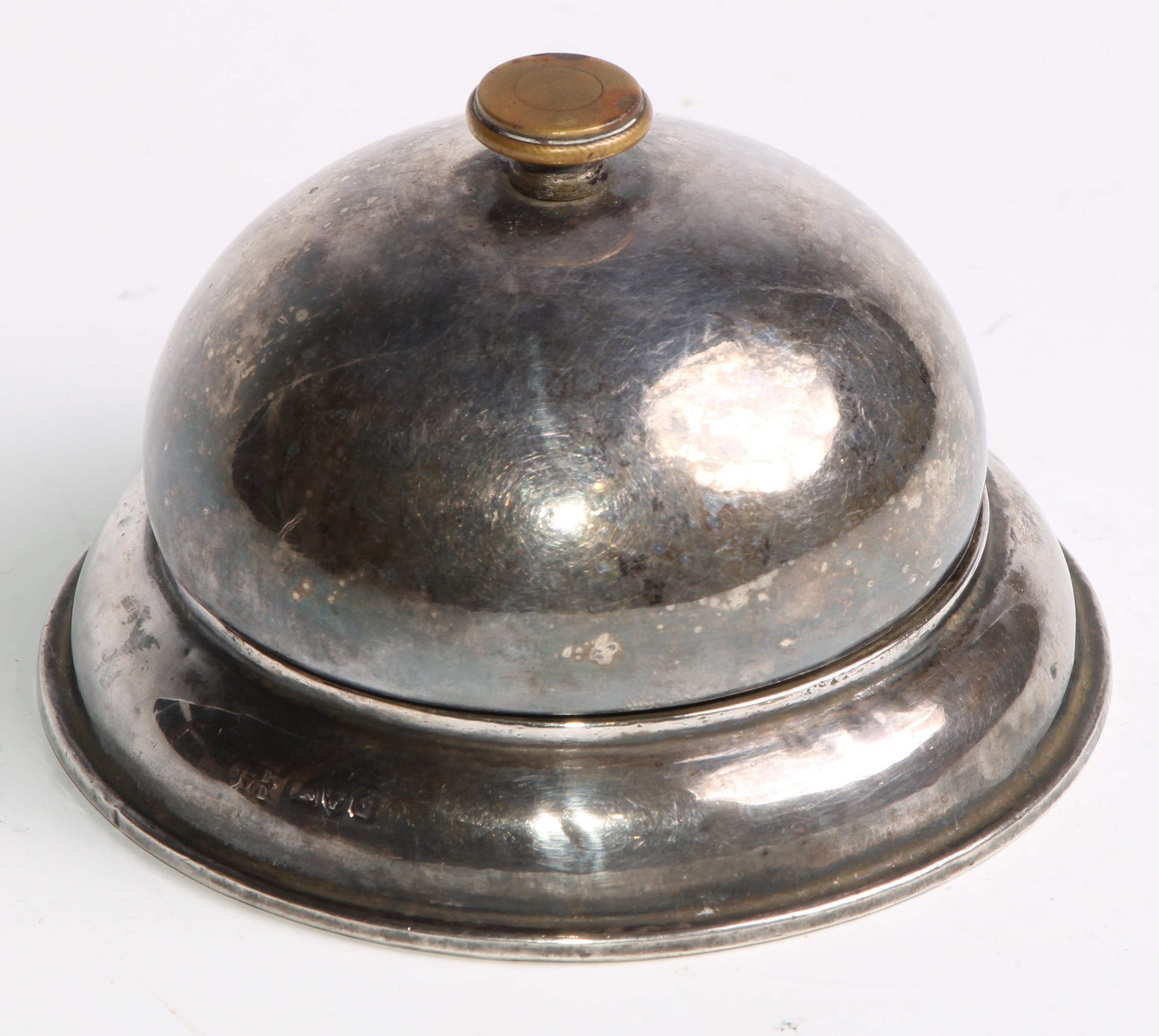 An Edwardian silver desk or counter bell, of military interest, inscribed From Capt. C Weinman to - Image 3 of 4