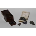 A 19th century mahogany miniature connoisseur collector’s specimen box, with lift-out four-section