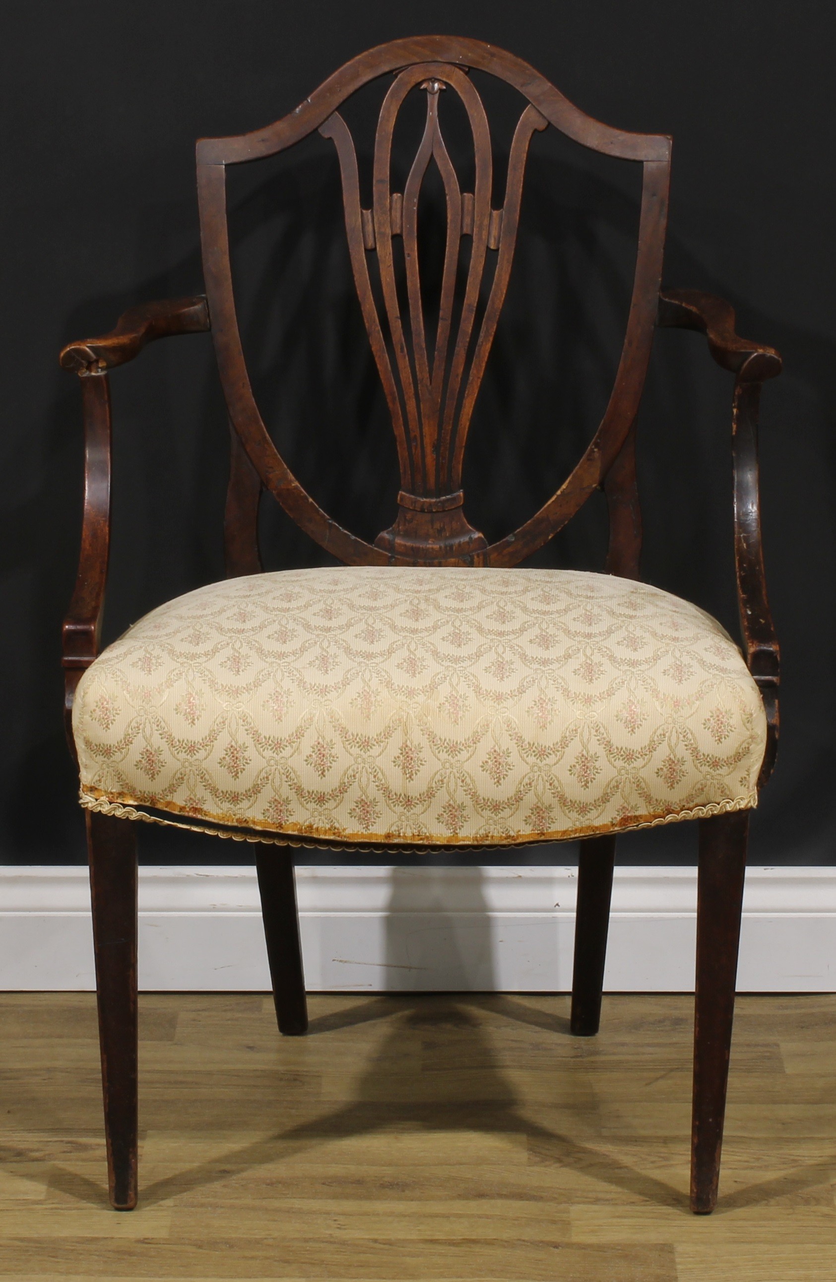A George III mahogany Hepplewhite design elbow chair, 92.5cm high, 61cm wide, the seat 52.5cm wide - Image 2 of 9