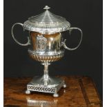 A Swedish Neo-Classical silver two-handled campana pedestal sweetmeat vase and cover, applied with a