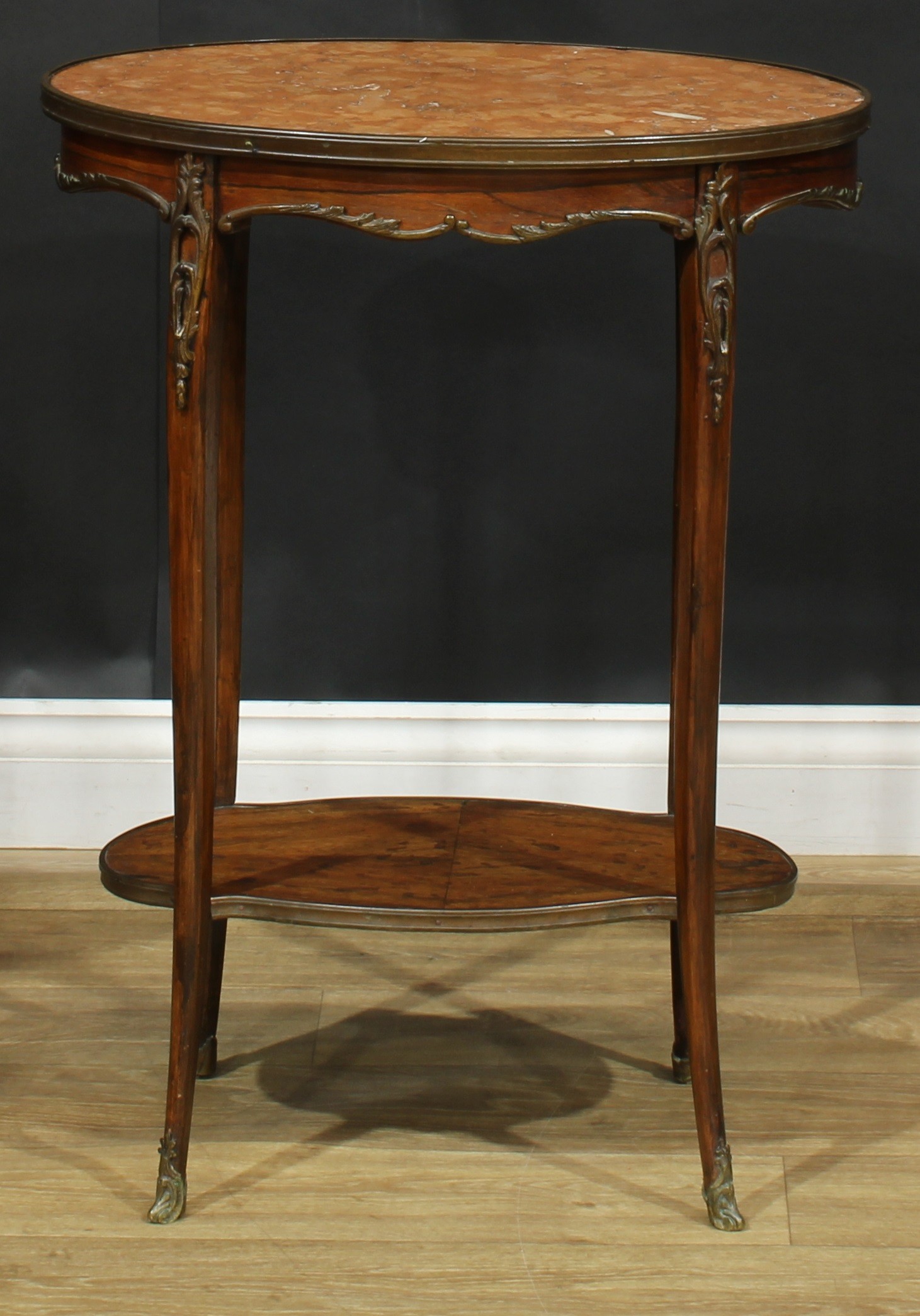 A 19th century French gilt metal mounted rosewood occasional table, in the Louis Revival XV taste, - Image 5 of 5