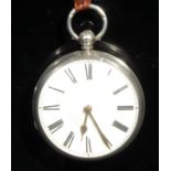 A silver open face pocket watch, by John Gartly, Aberdeen, 4.3cm white dial inscribed with Roman