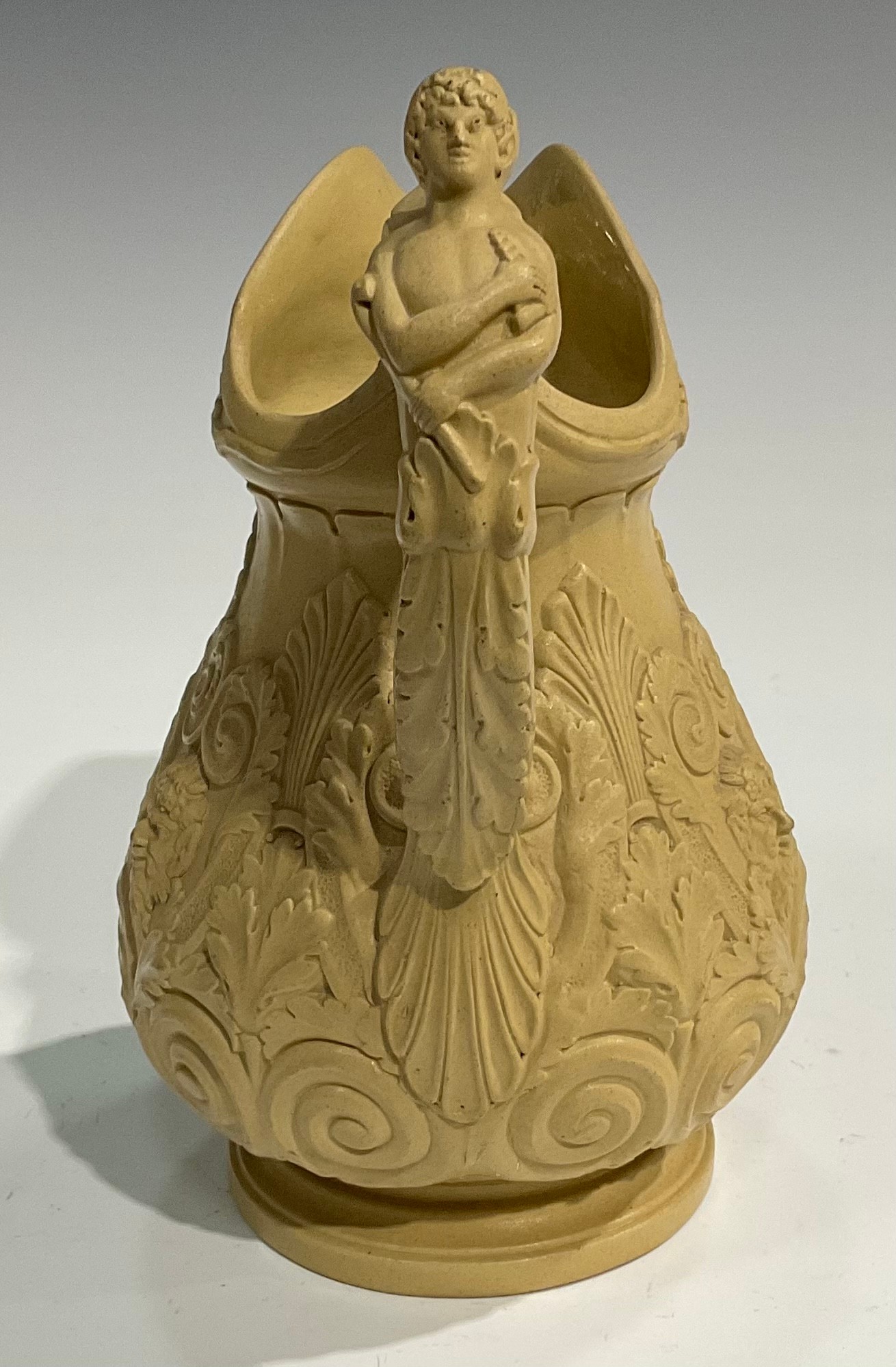 A 19th century Charles Meigh style stoneware jug, relief moulded with Bacchus masks, acanthus and - Image 15 of 16