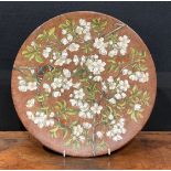 An Aesthetic Movement circular charger, painted by J Edith Cowper, signed, with Red Admiral