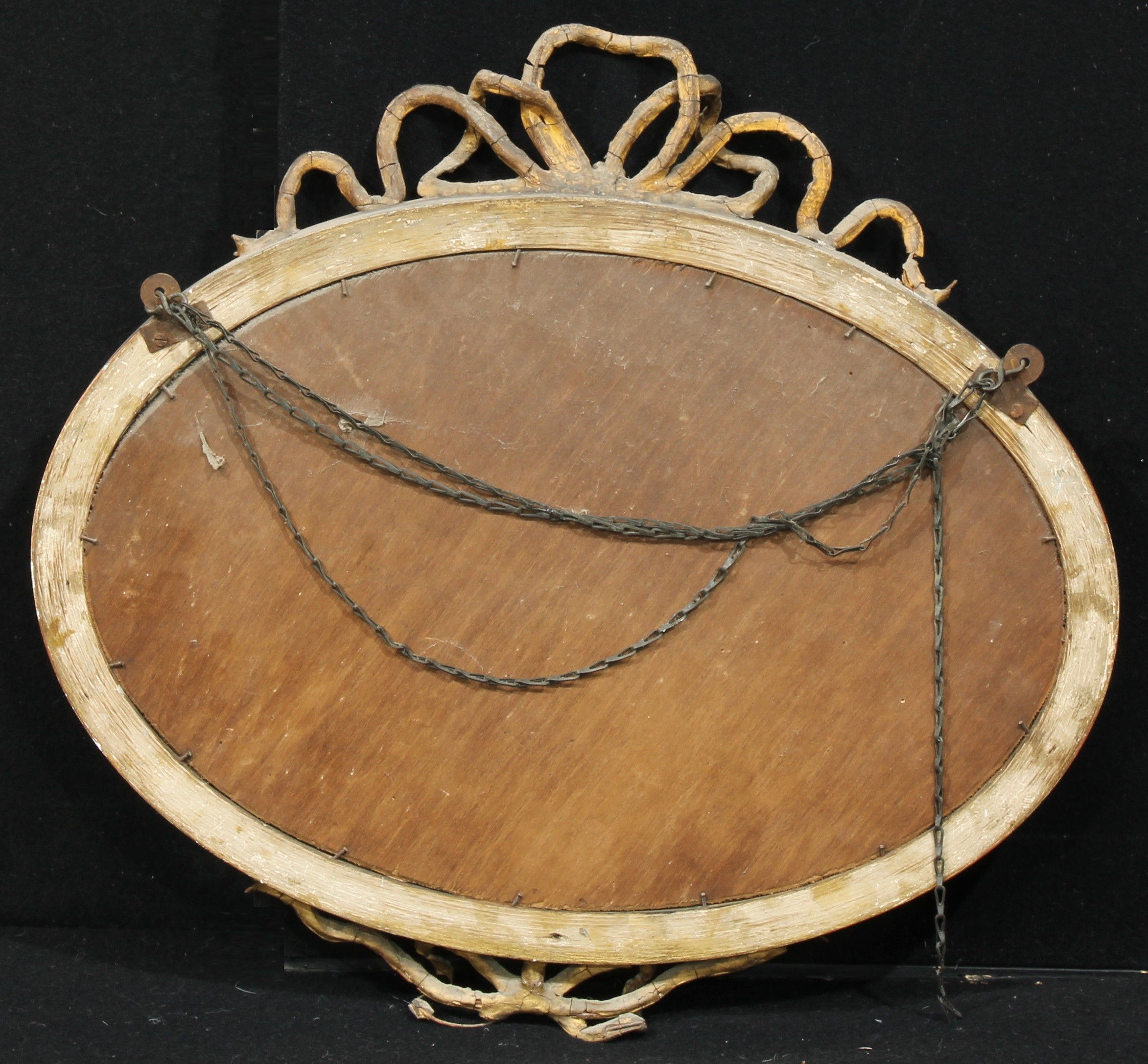 A 19th century oval giltwood and gesso pier glass, bevelled mirror plate, the frame applied with a - Image 2 of 2