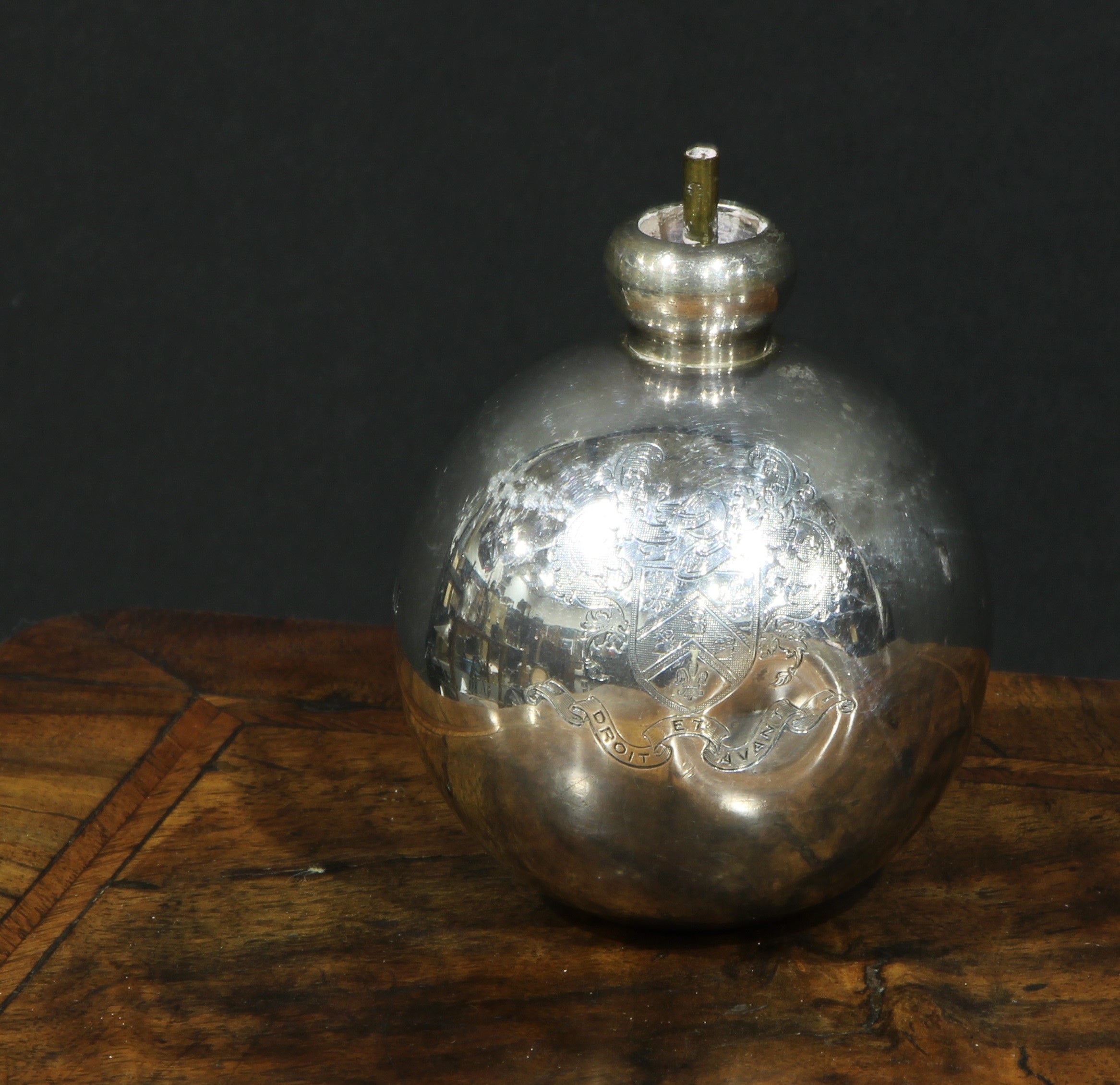 A George V silver novelty table lighter, of military interest, as a grenade, 9.5cm high, Garrard &