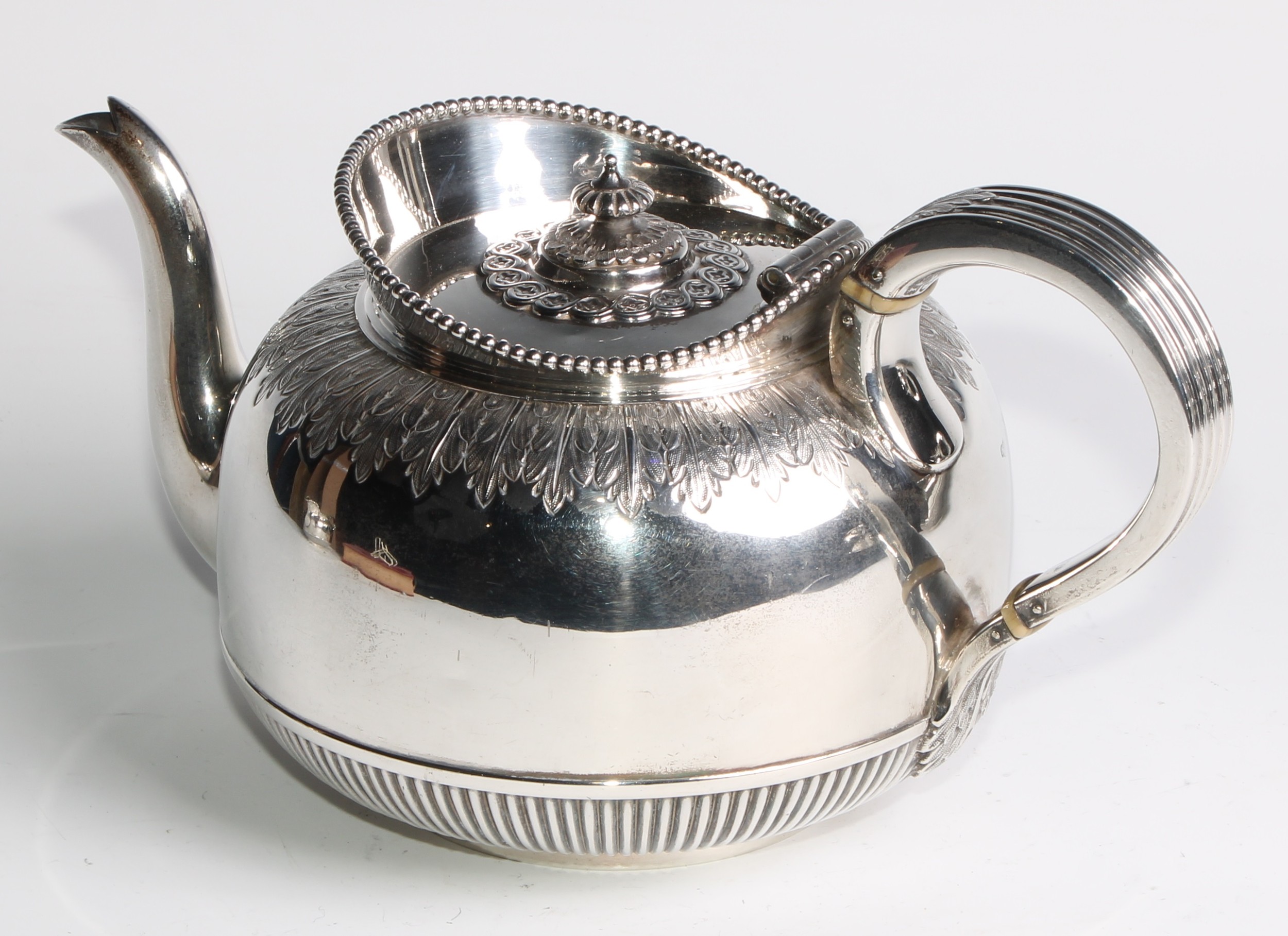 A late Victorian/Edwardian silver six piece Cape pattern tea and coffee service, comprising - Image 16 of 29