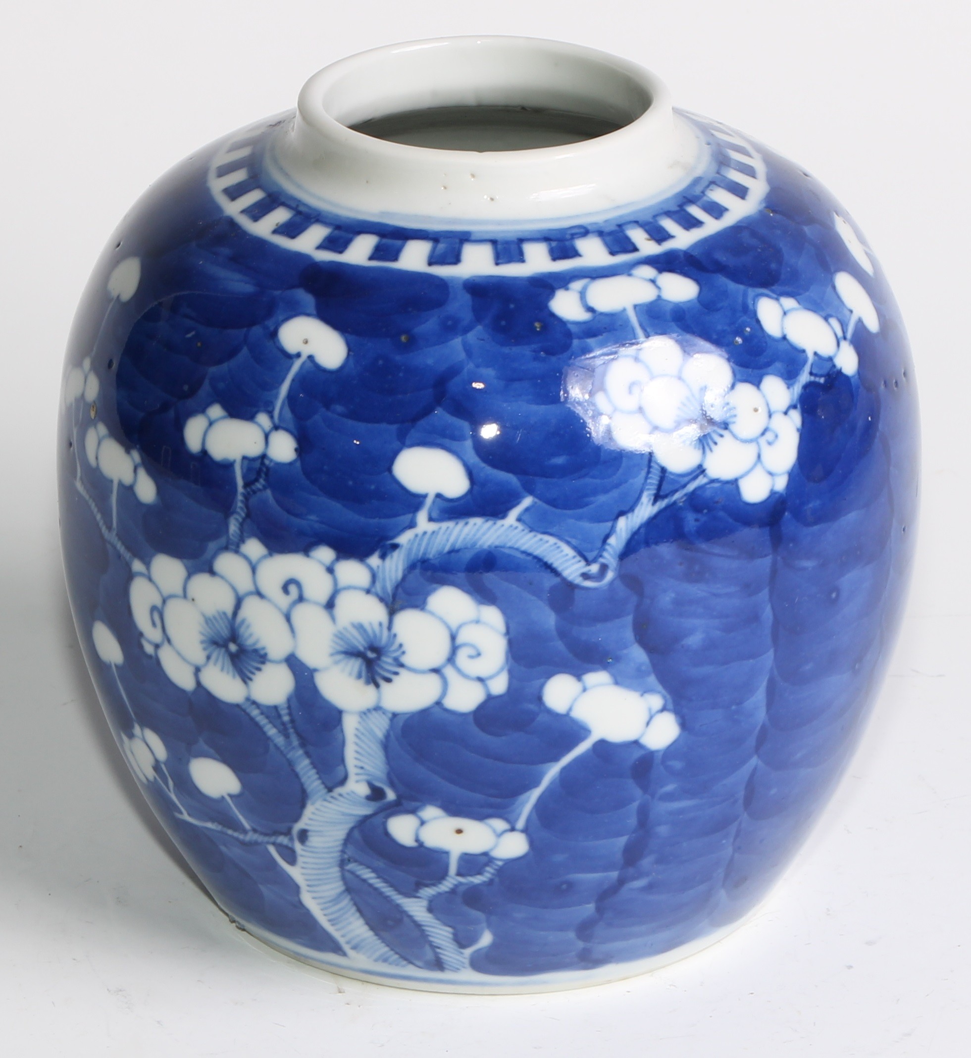 A Chinese ovoid ginger jar, painted in tones of underglaze blue with blossoming prunus, 17.5cm high, - Image 8 of 17