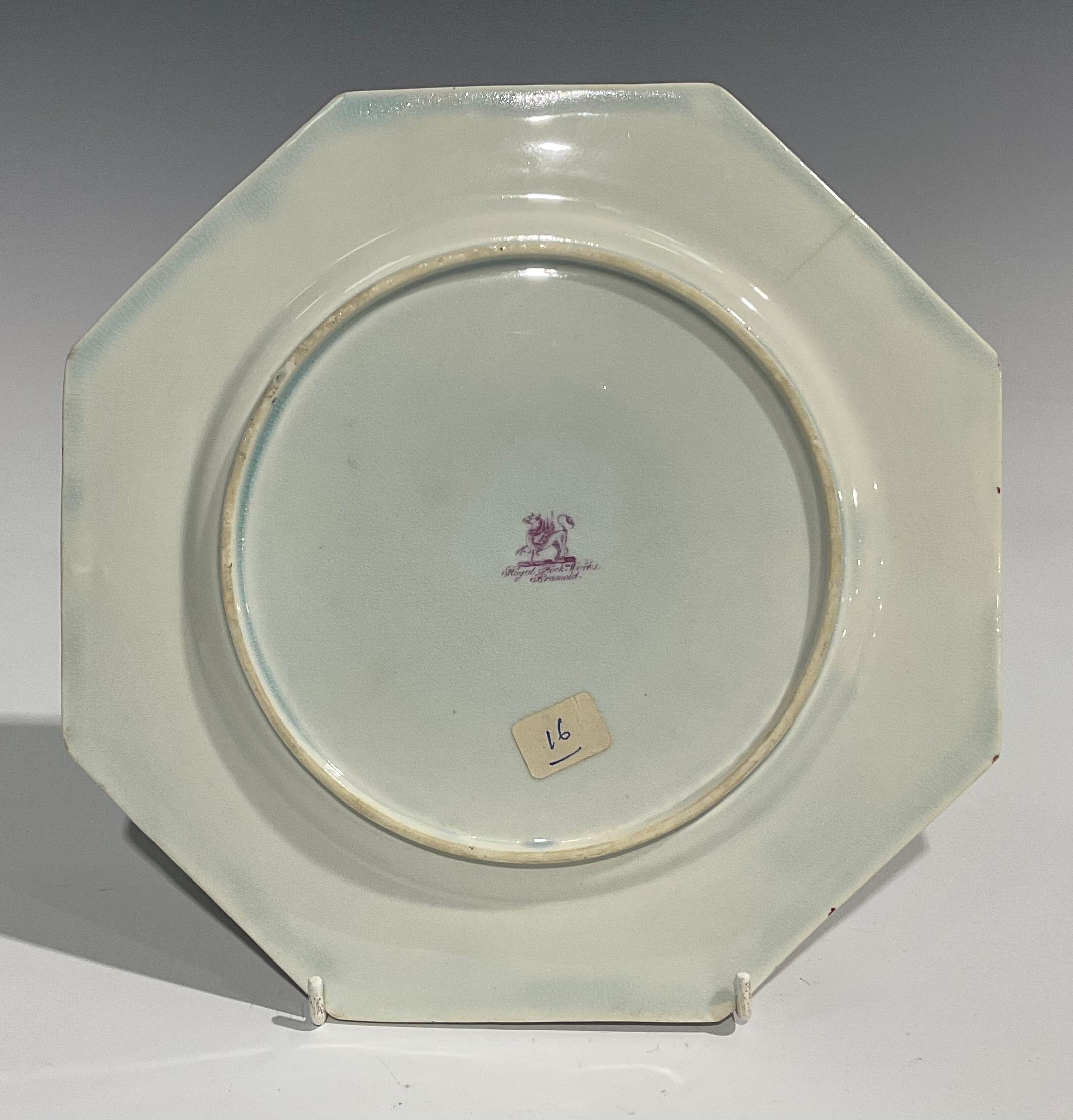 A Davenport shaped circular plate, the field painted with flowers, grey border moulded with - Image 10 of 11