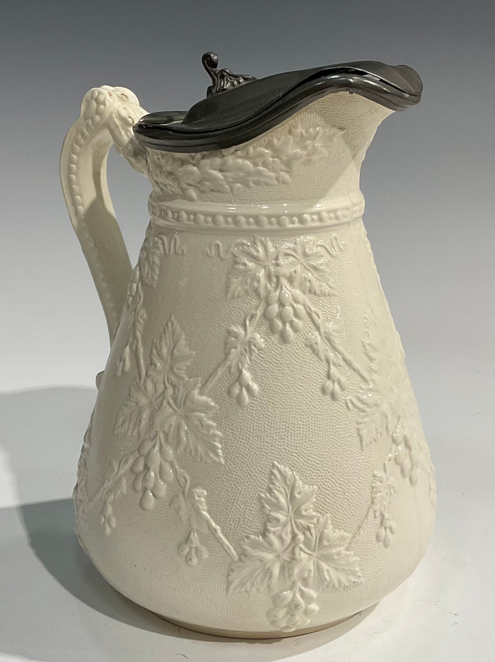 A 19th century Charles Meigh style stoneware jug, relief moulded with Bacchus masks, acanthus and - Image 5 of 16