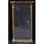 A 19th century giltwood and gesso looking glass, rectangular mirror plate, architectural frame, 86.