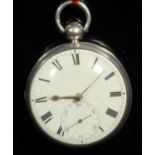 A silver open face pocket watch, by G. C. H. Slight, Edinburgh, 4.5cm white dial inscribed with