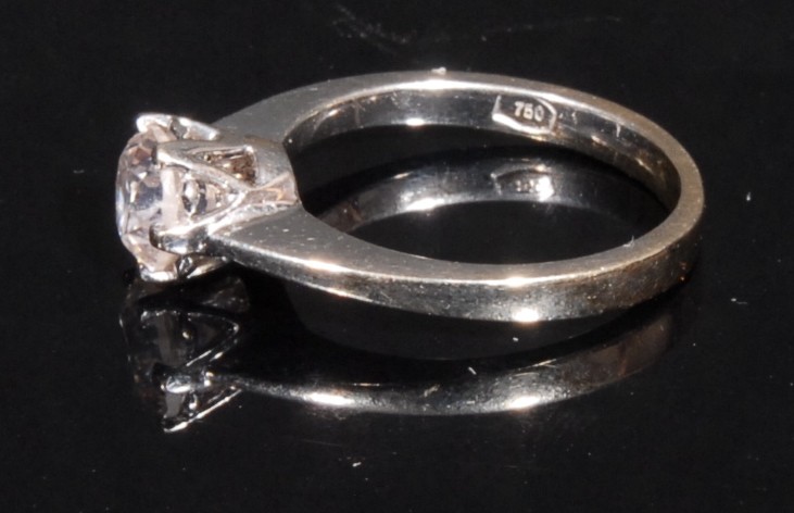 A diamond and 18ct white gold solitaire ring, the claw set round brilliant cut stone approx. 0.96ct, - Image 2 of 2