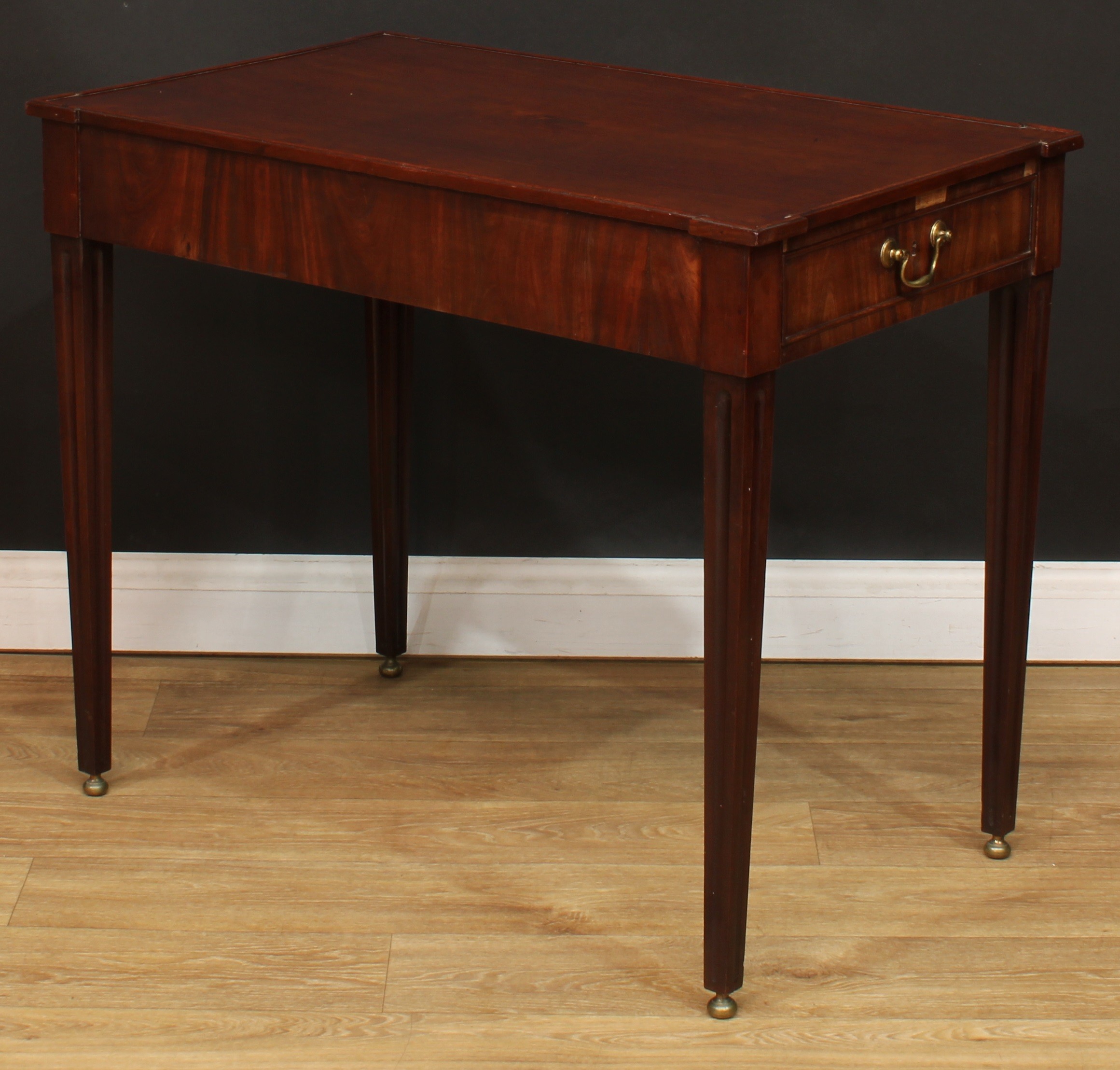 A George III mahogany silver table, angular hipped rectangular top above a cockbeaded frieze drawer, - Image 2 of 5