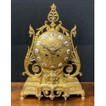 A 19th century Etruscan Revival ormolu mantel clock, the 14cm dial applied with enamel Roman numeral