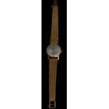 A ladies Jaeger LeCouture wristwatch, stamped '18K' for 18ct gold, the 22mm silvered dial with
