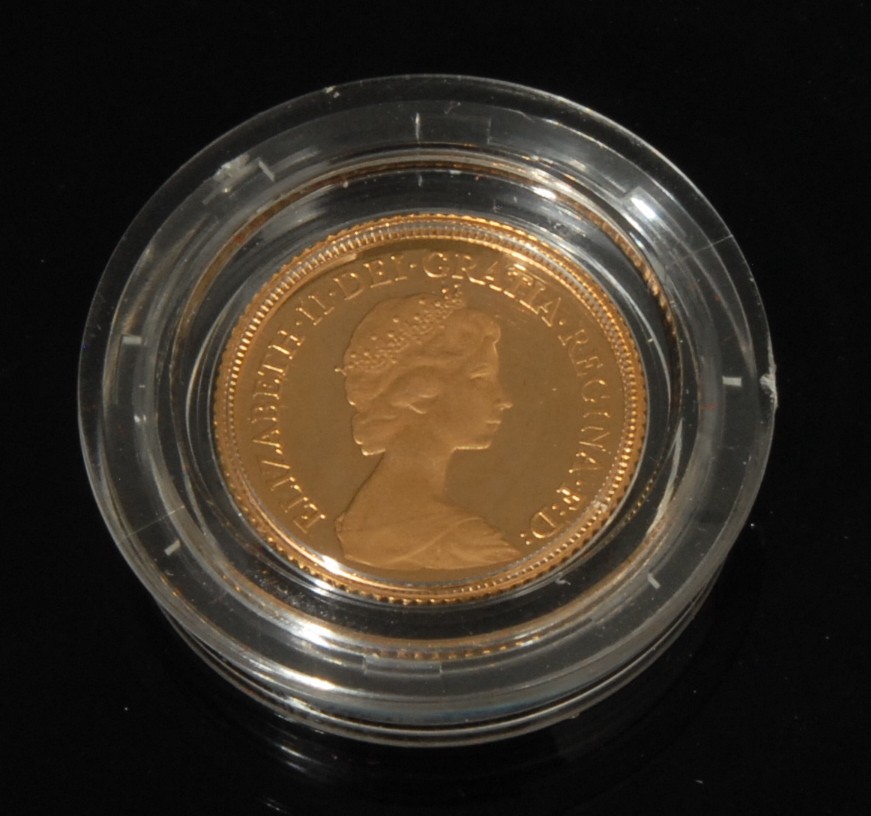 An Elizabeth II gold proof half sovereign, 1980, George and the Dragon to verso, cased with