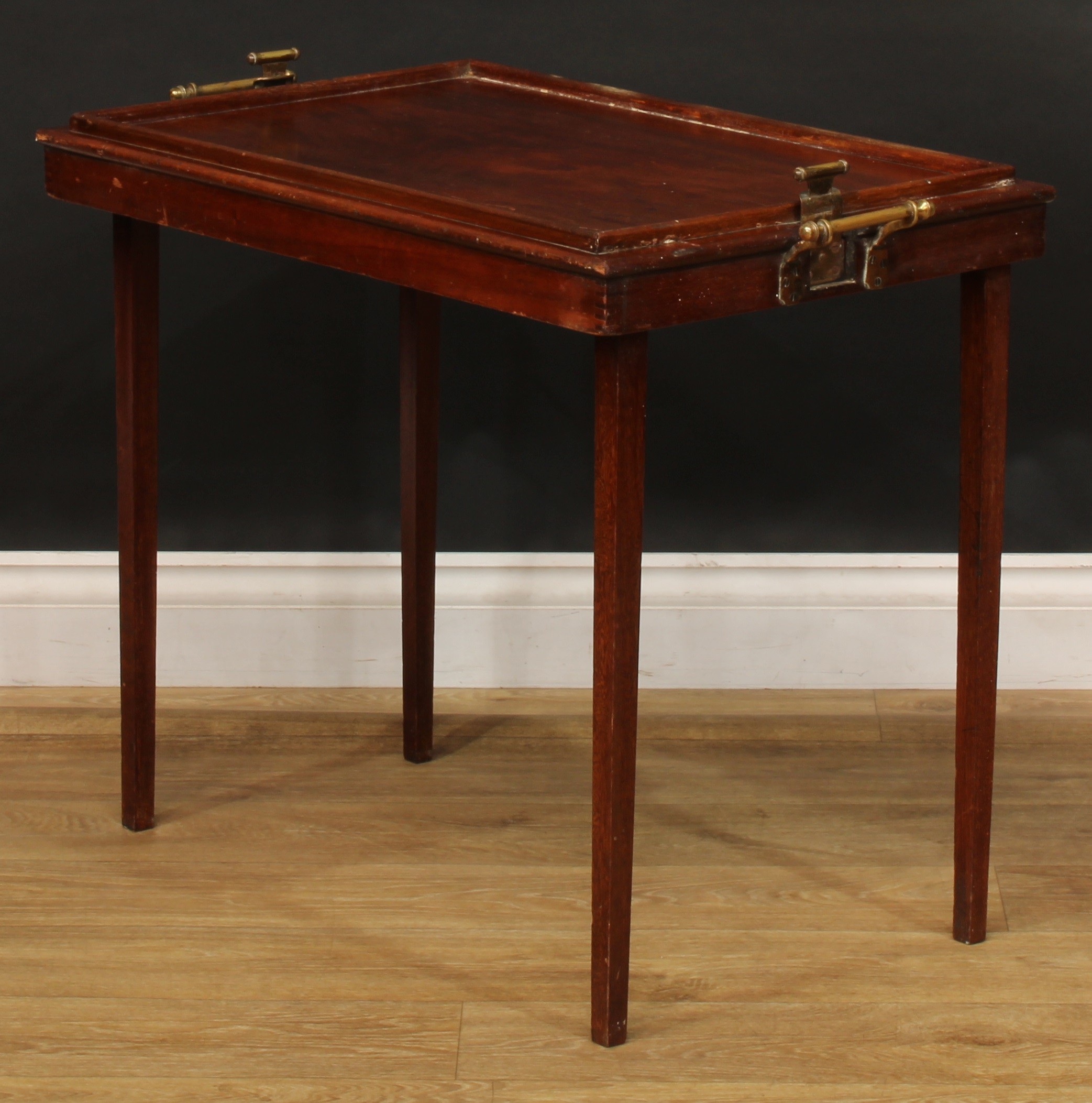 An Edwardian mahogany butler’s carry-and-stand serving tray, The Osterley Table Tray, rectangular - Image 4 of 6