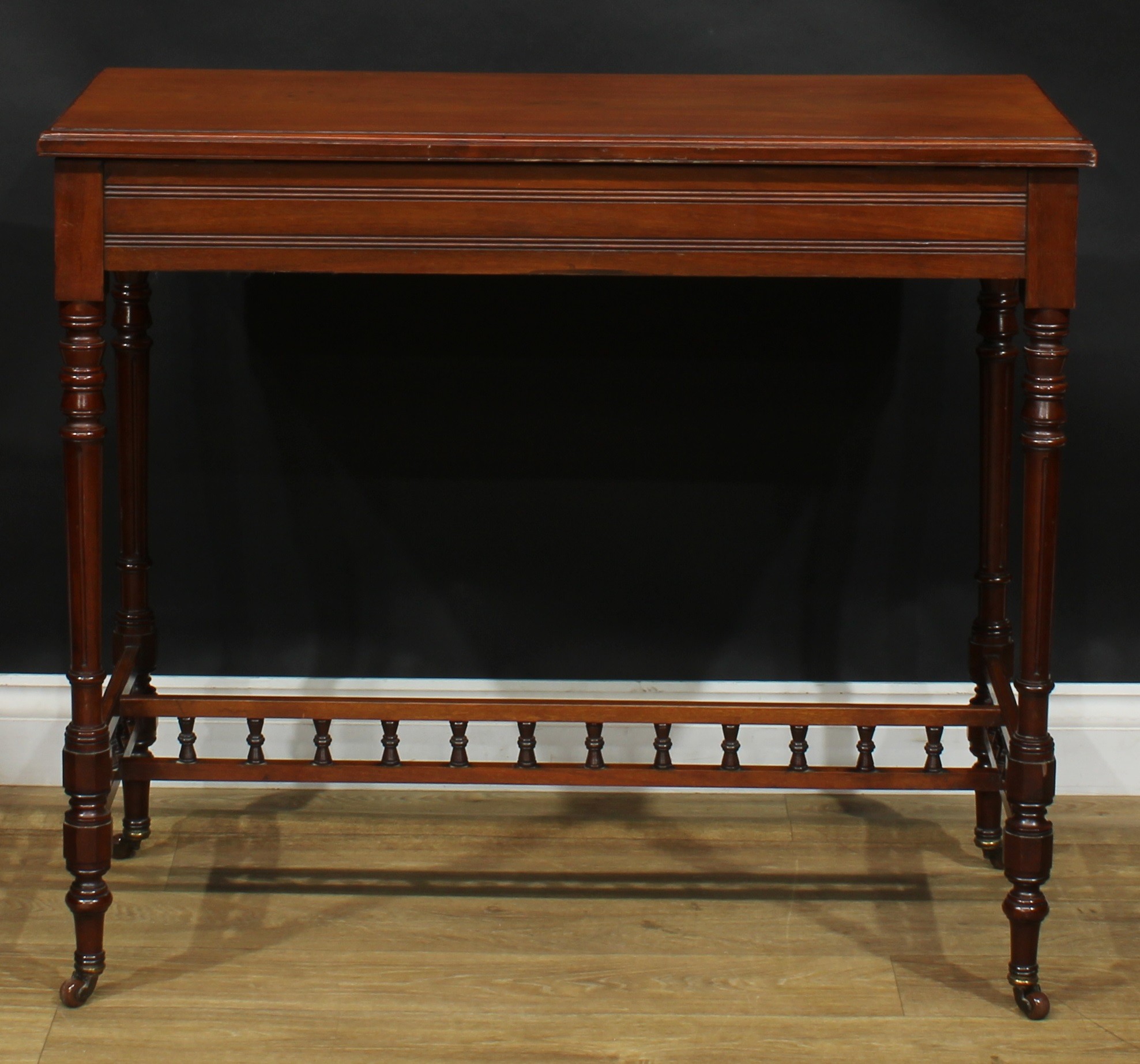 A late 19th century mahogany chamber writing table or desk, hinged rectangular top and fall front - Image 6 of 7