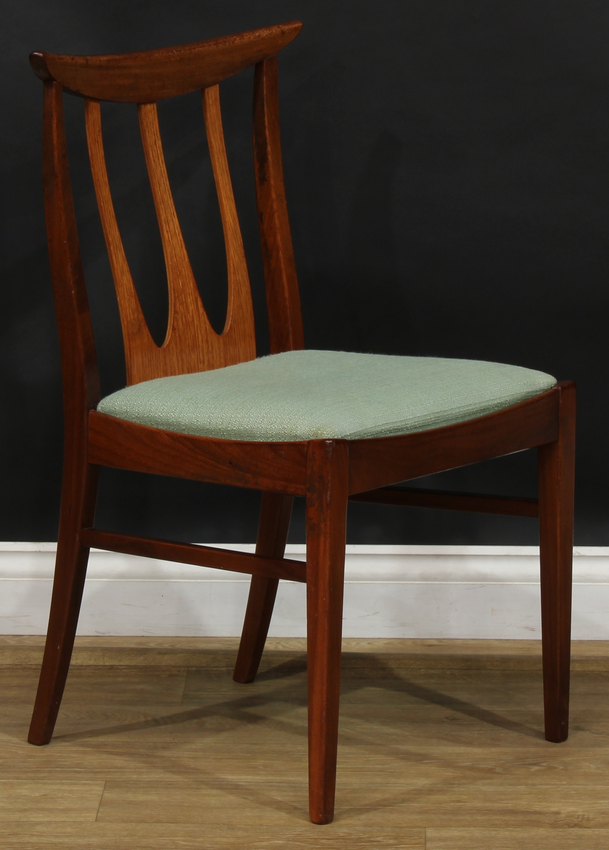 Mid-century Design - a set of six G Plan Brasilia afromosia and teak dining chairs, 82.5cm high, - Image 3 of 5