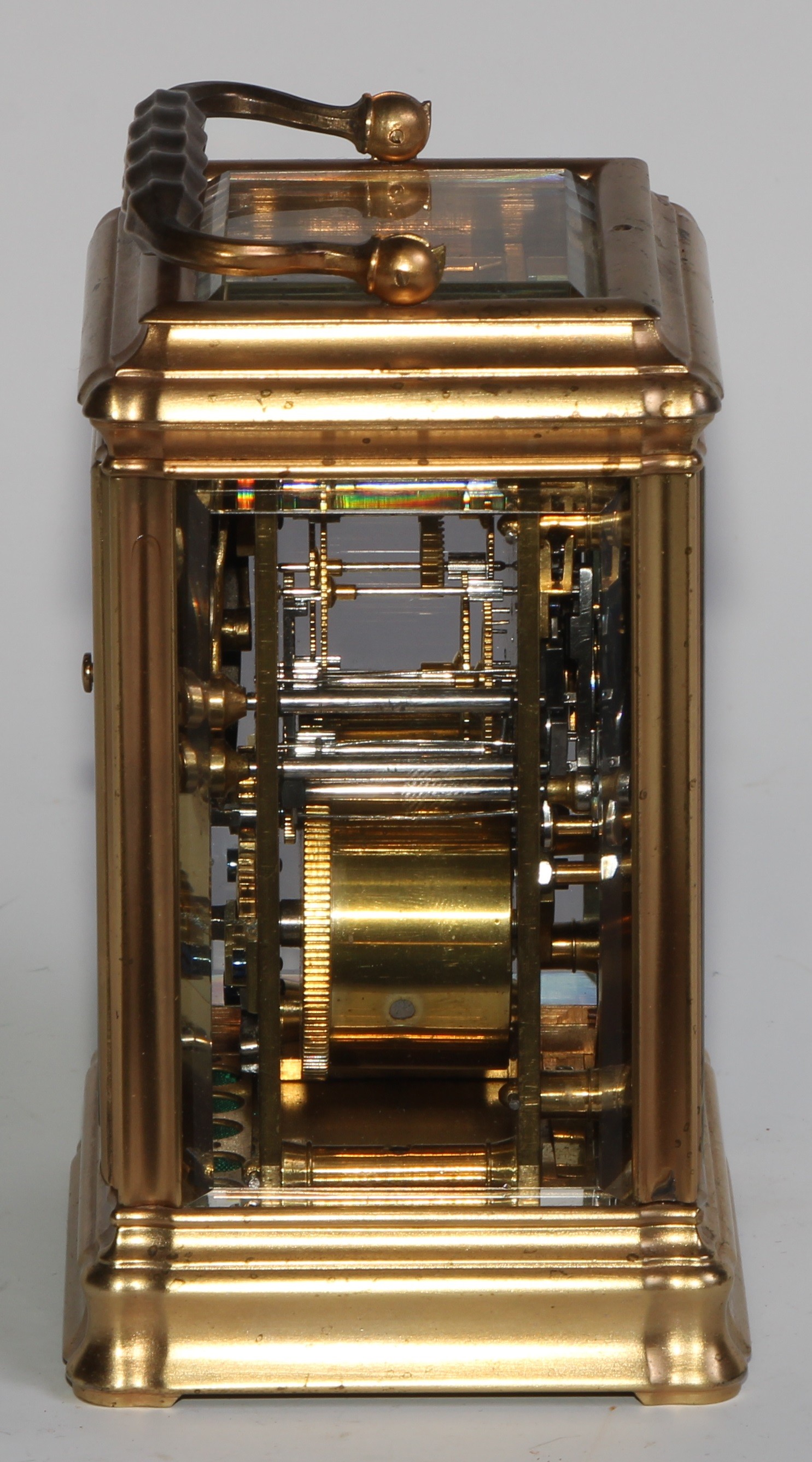 A 19th century French gilt brass petit sonnerie carriage clock, by Vieyres & Repingon, Paris, 6cm - Image 4 of 8