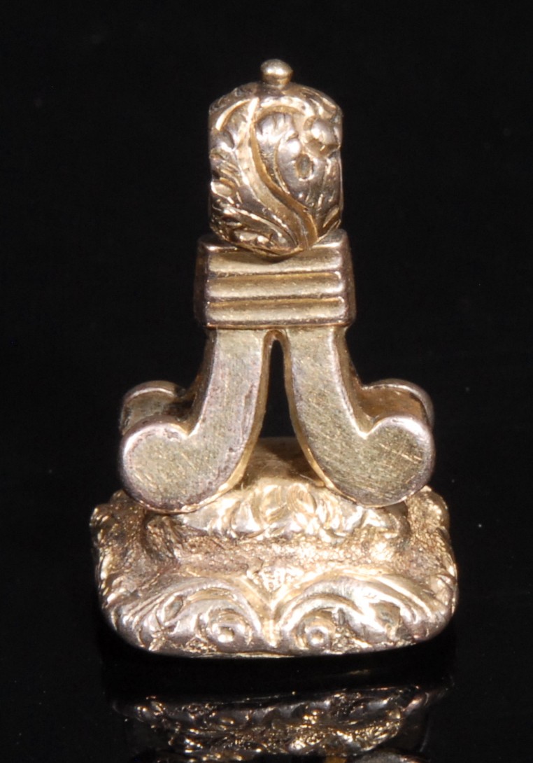 A 19th century gilt metal fob seal, the carnelian matrix carved with a portrait bust of Horatio - Image 3 of 3