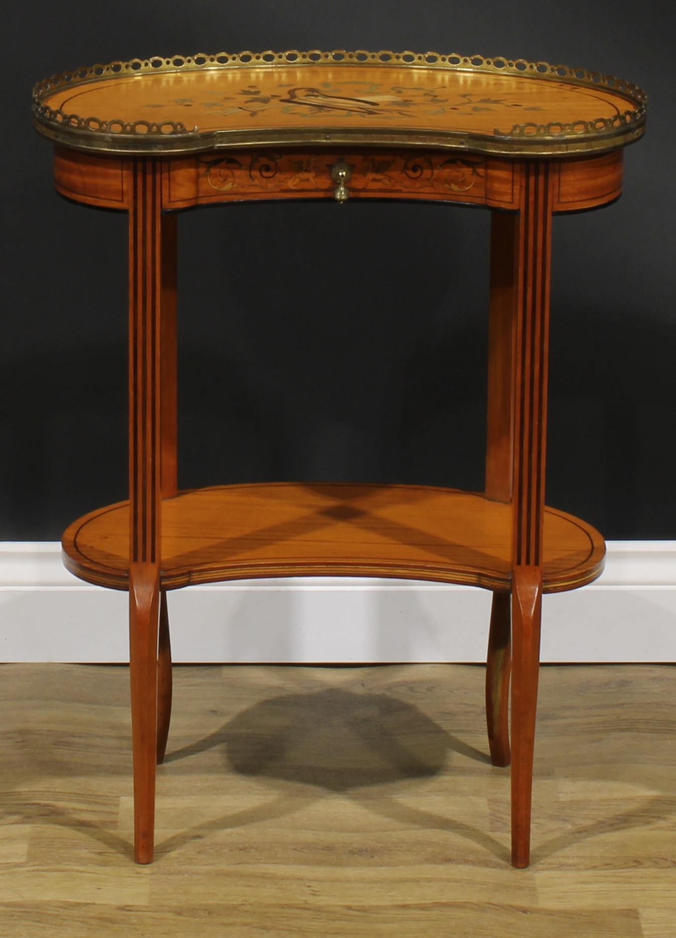An early to mid-20th century Franglais Louis XVI and Sheraton Revival gilt metal mounted satinwood - Image 2 of 7