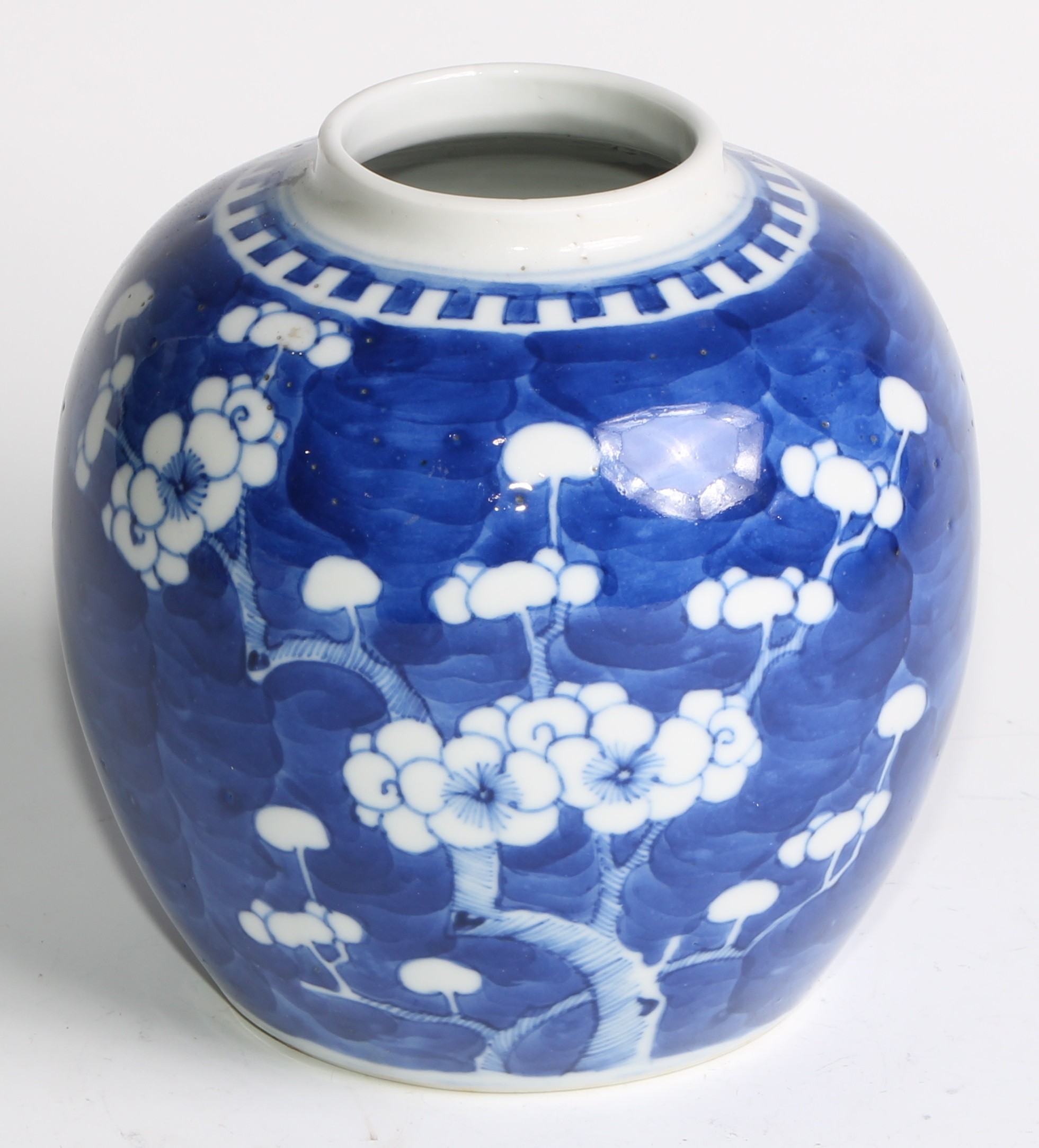 A Chinese ovoid ginger jar, painted in tones of underglaze blue with blossoming prunus, 17.5cm high, - Image 10 of 17