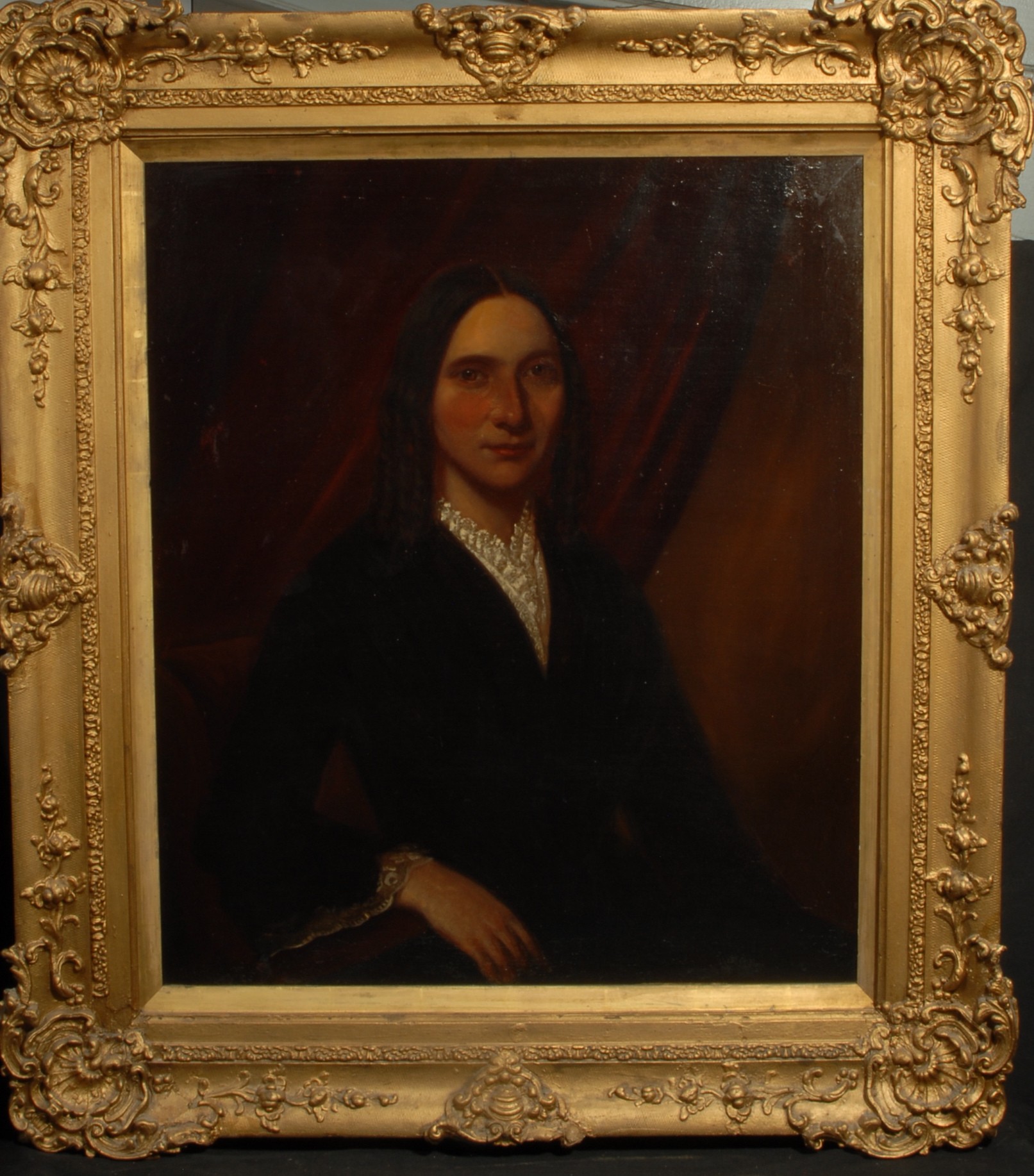 English School (19th century) Portrait of a Lady, wearing Victorian mourning dress oil on canvas, - Image 2 of 3