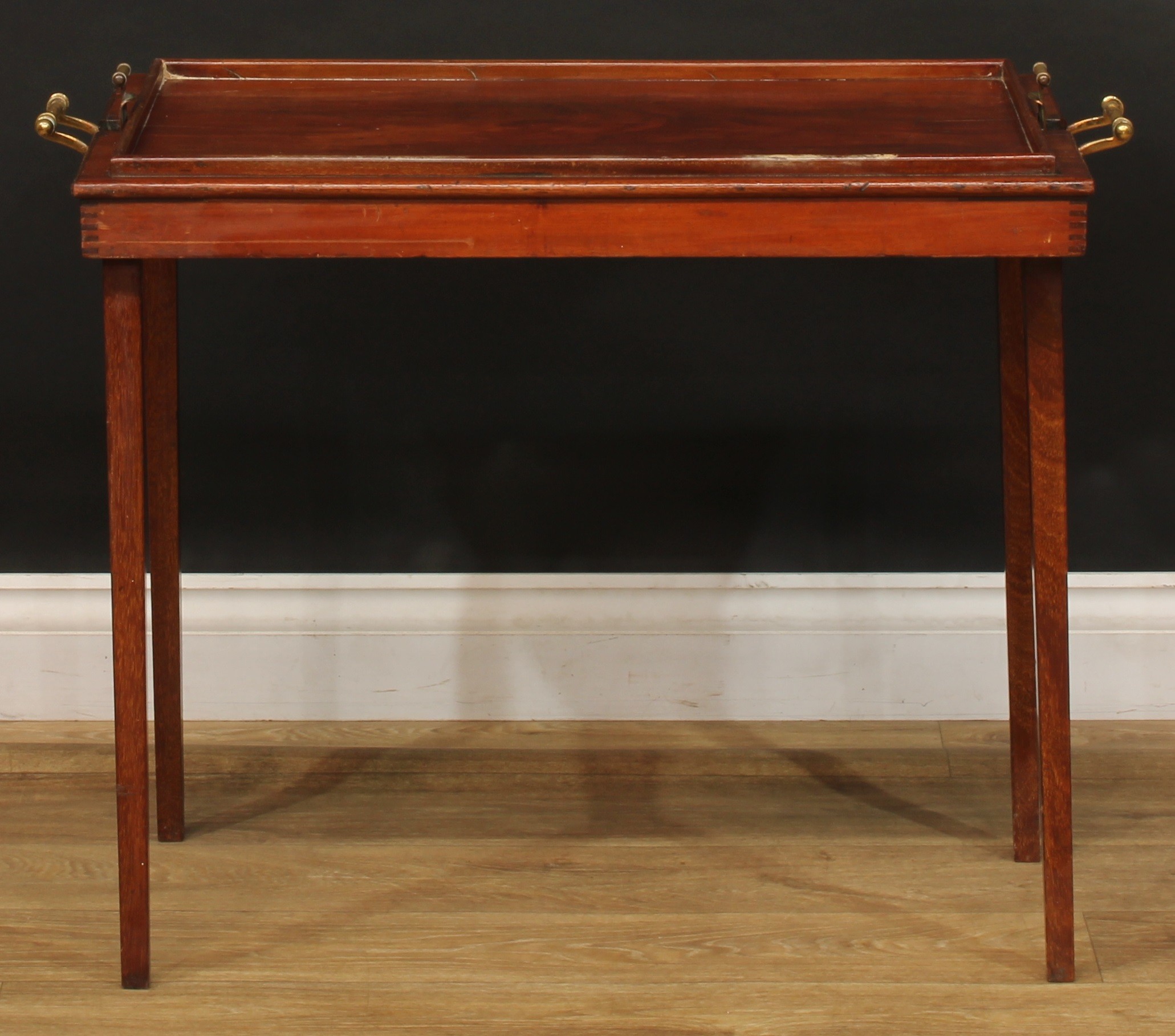 An Edwardian mahogany butler’s carry-and-stand serving tray, The Osterley Table Tray, rectangular - Image 5 of 6