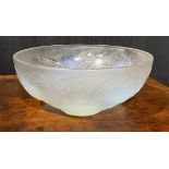 A Rene Lalique Dahlias No.1 pattern opalescent glass bowl, moulded R Lalique France, etched No.