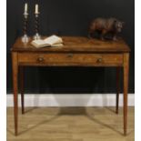 A 19th century mahogany and marquetry side table, rectangular top inlaid with an urn and flowering