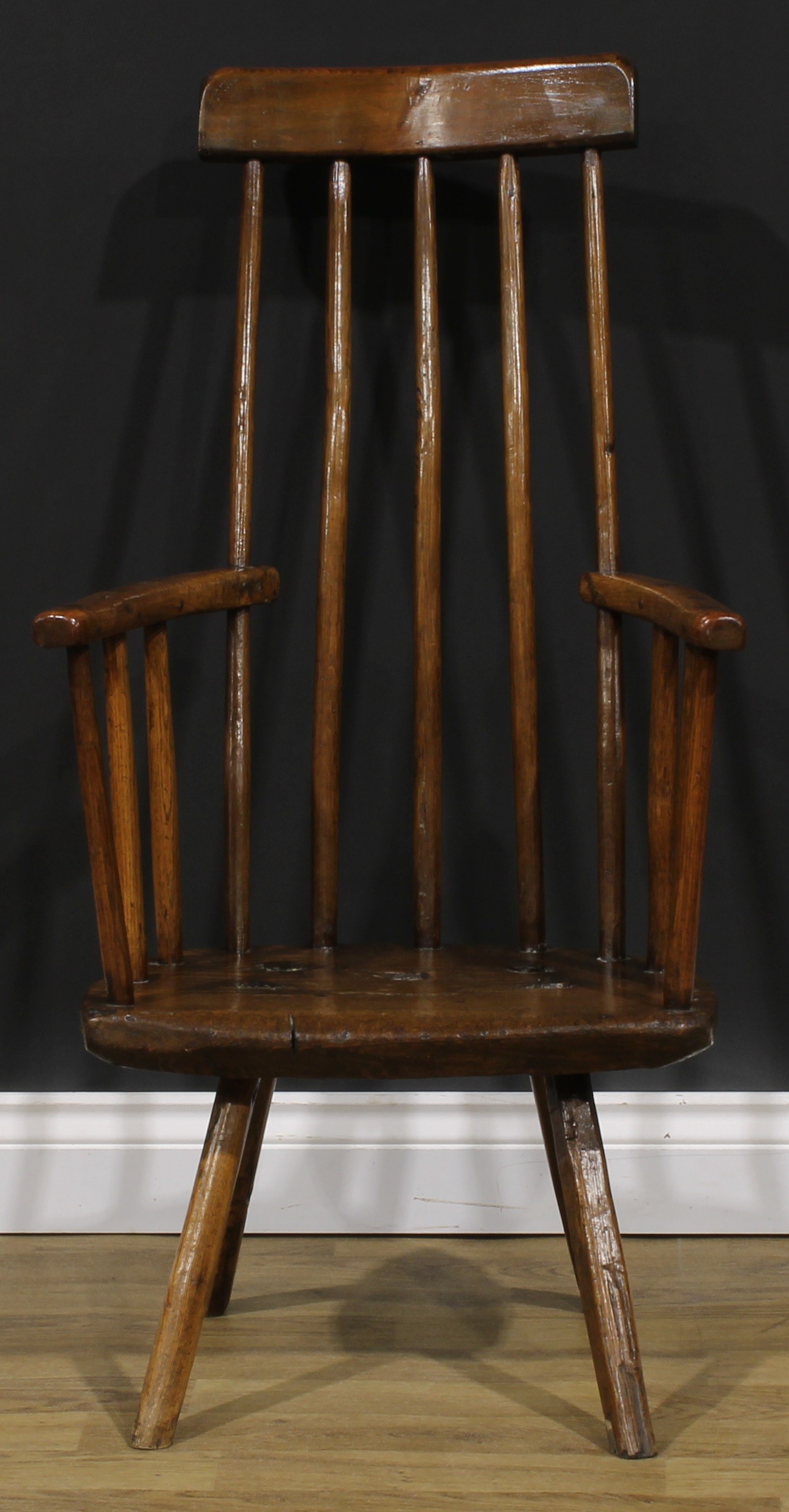 A 19th century Irish ash and elm primary hedge or famine chair, of traditional vernacular form, 99cm