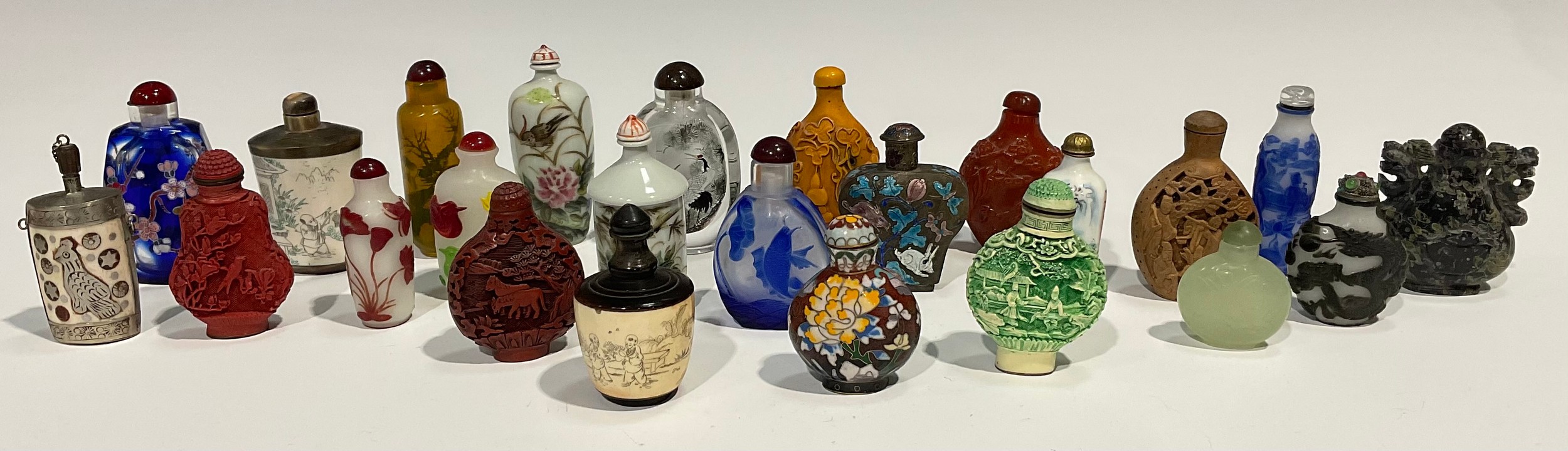 An extensive collection of Chinese snuff bottles, various forms and types of decoration, including - Image 2 of 5