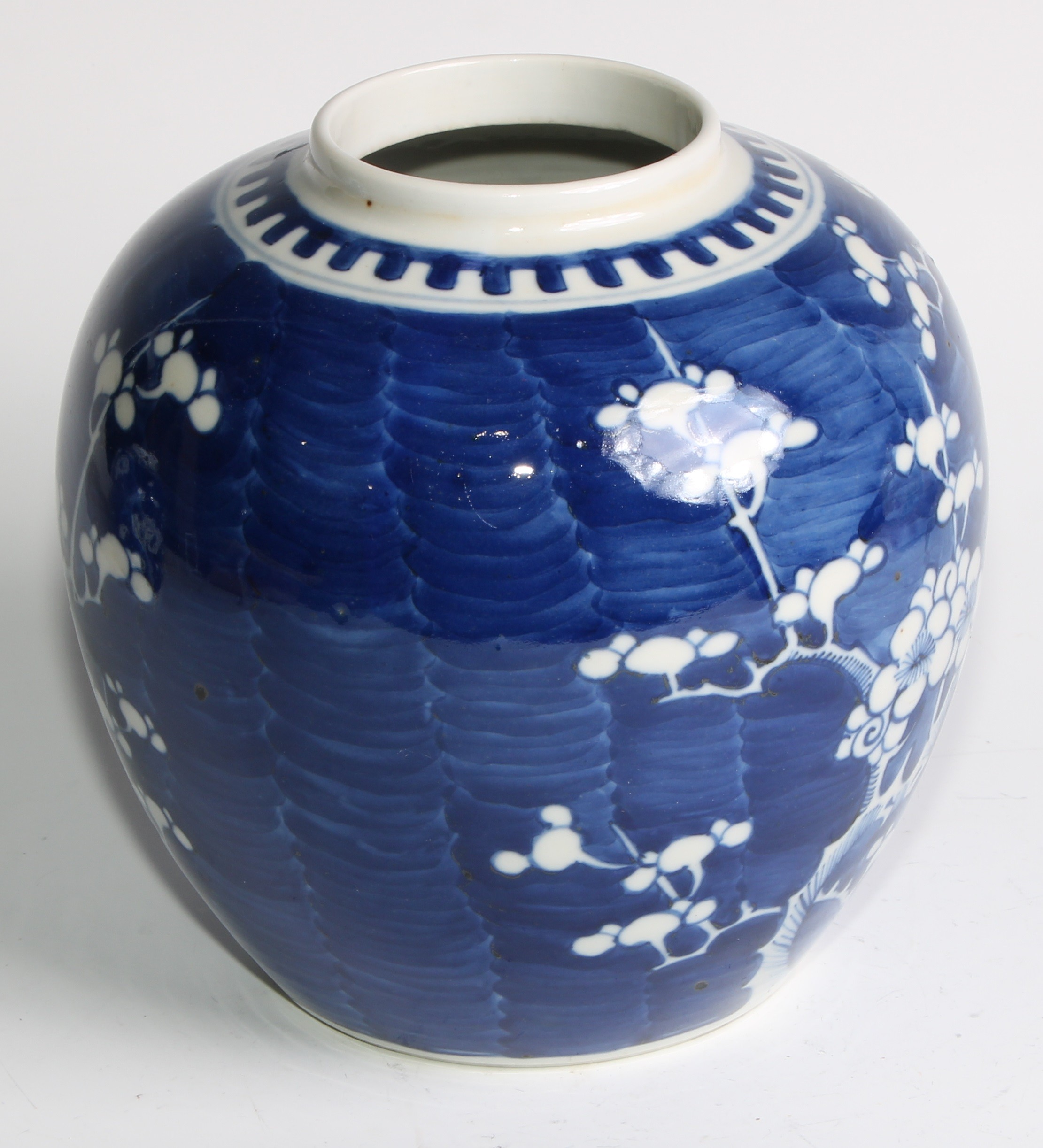 A Chinese ovoid ginger jar, painted in tones of underglaze blue with blossoming prunus, 17.5cm high, - Image 4 of 17