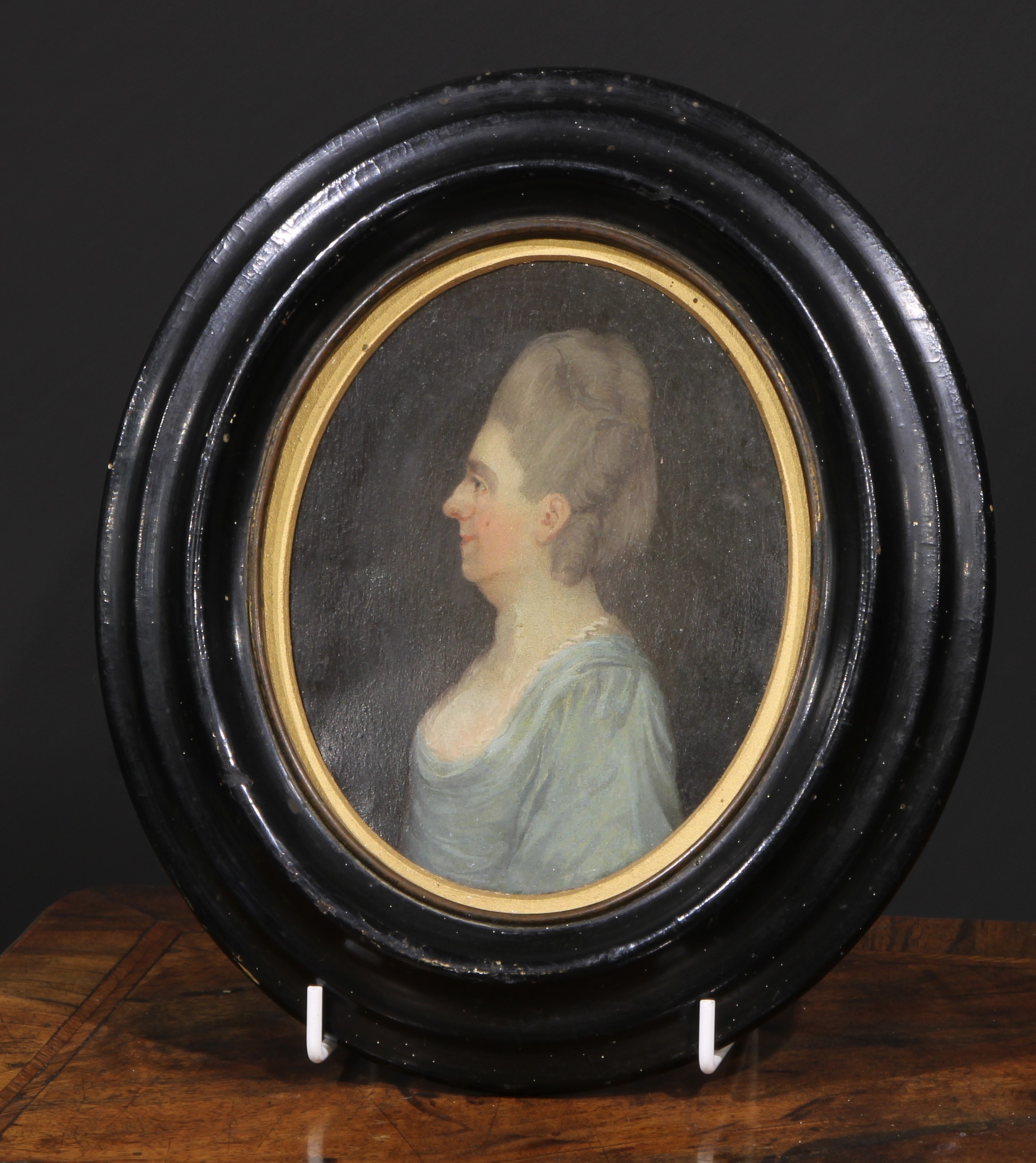 English School (18th century) Portrait of a Lady oil on copper, oval, 14.5cm x 11cm