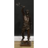 Eugène Marioton (1857-1933), French, a large brown patinated bronze, Vainqueur, an archer holding