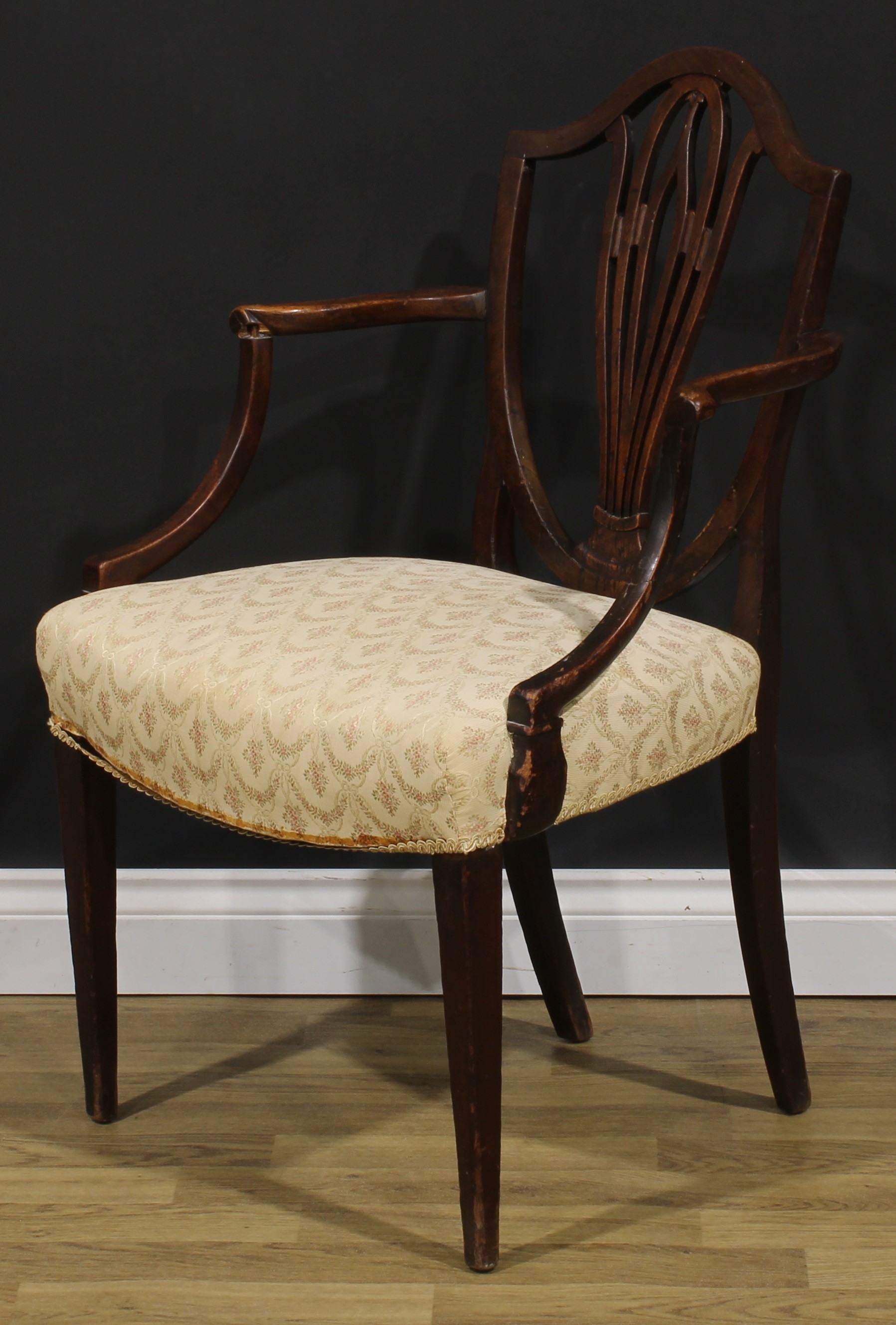 A George III mahogany Hepplewhite design elbow chair, 92.5cm high, 61cm wide, the seat 52.5cm wide - Image 4 of 9