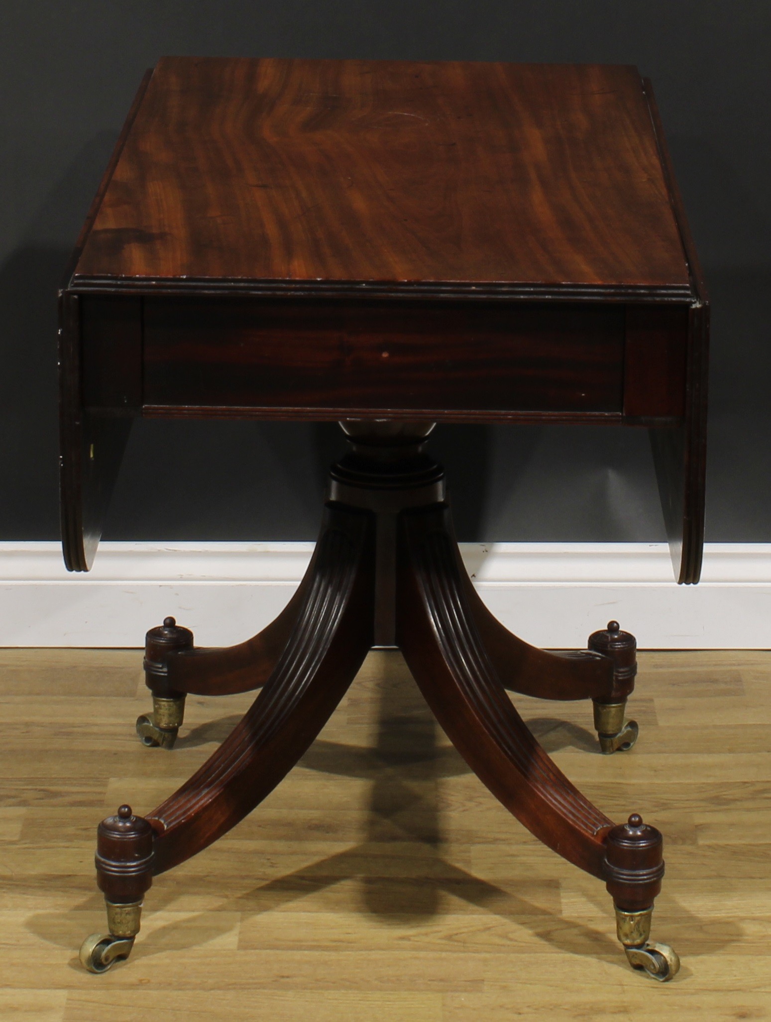 A George IV mahogany Pembroke table, possibly Scottish, rounded rectangular top with reeded edge and - Image 7 of 7