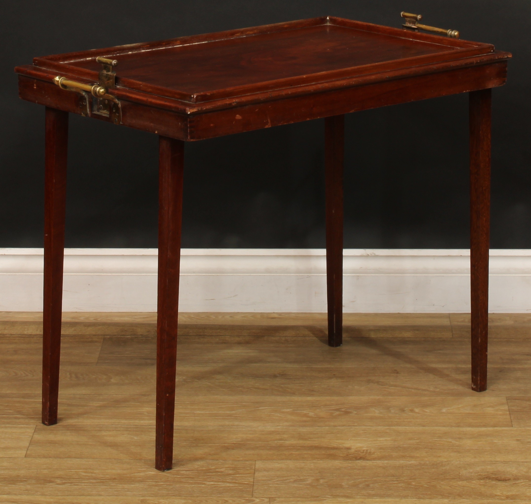 An Edwardian mahogany butler’s carry-and-stand serving tray, The Osterley Table Tray, rectangular - Image 3 of 6